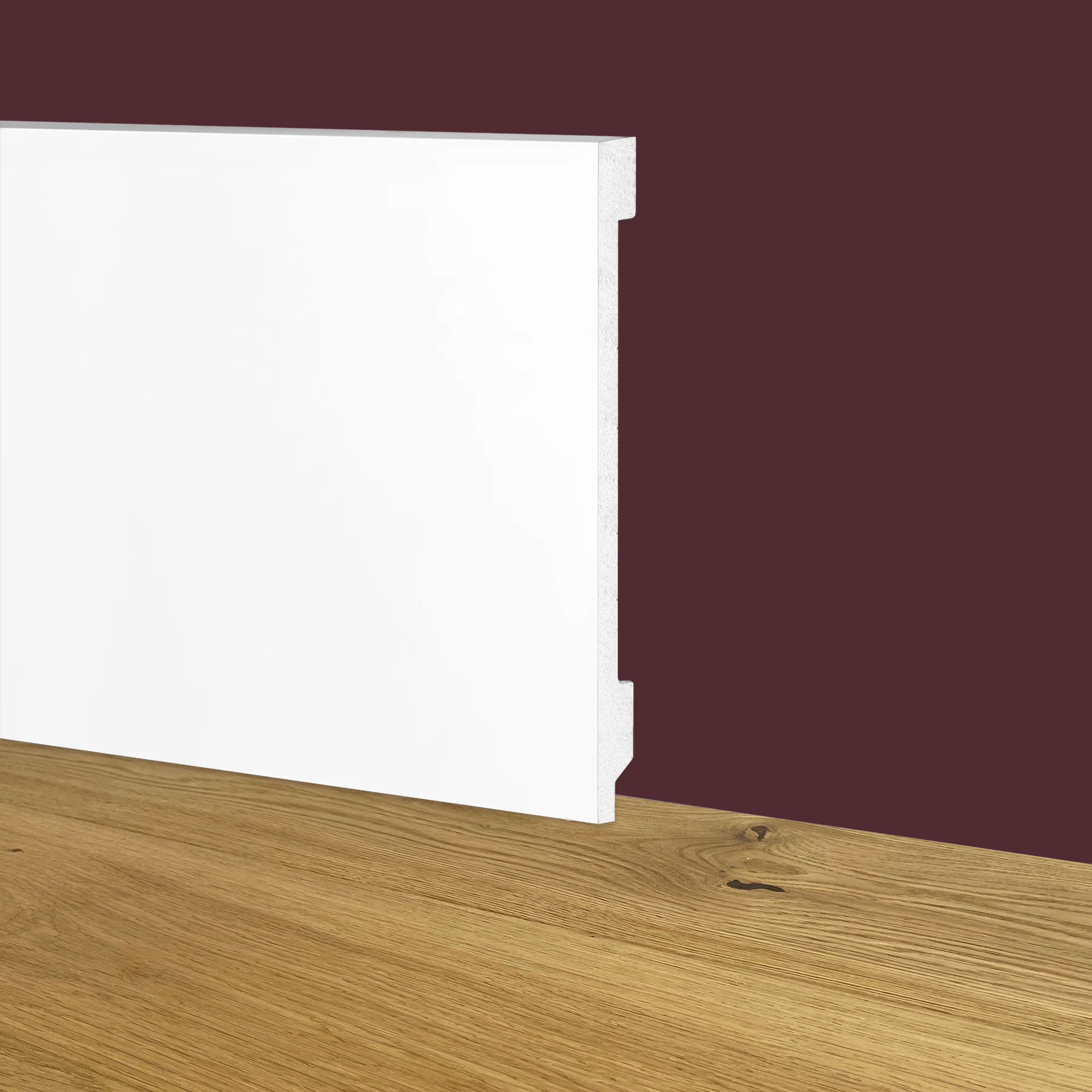 Battiscopa Zoccolino BIANCO Squadrato passacavo 150x15x2000mm in POLIMERI - Polistrutturato - Eternal Parquet