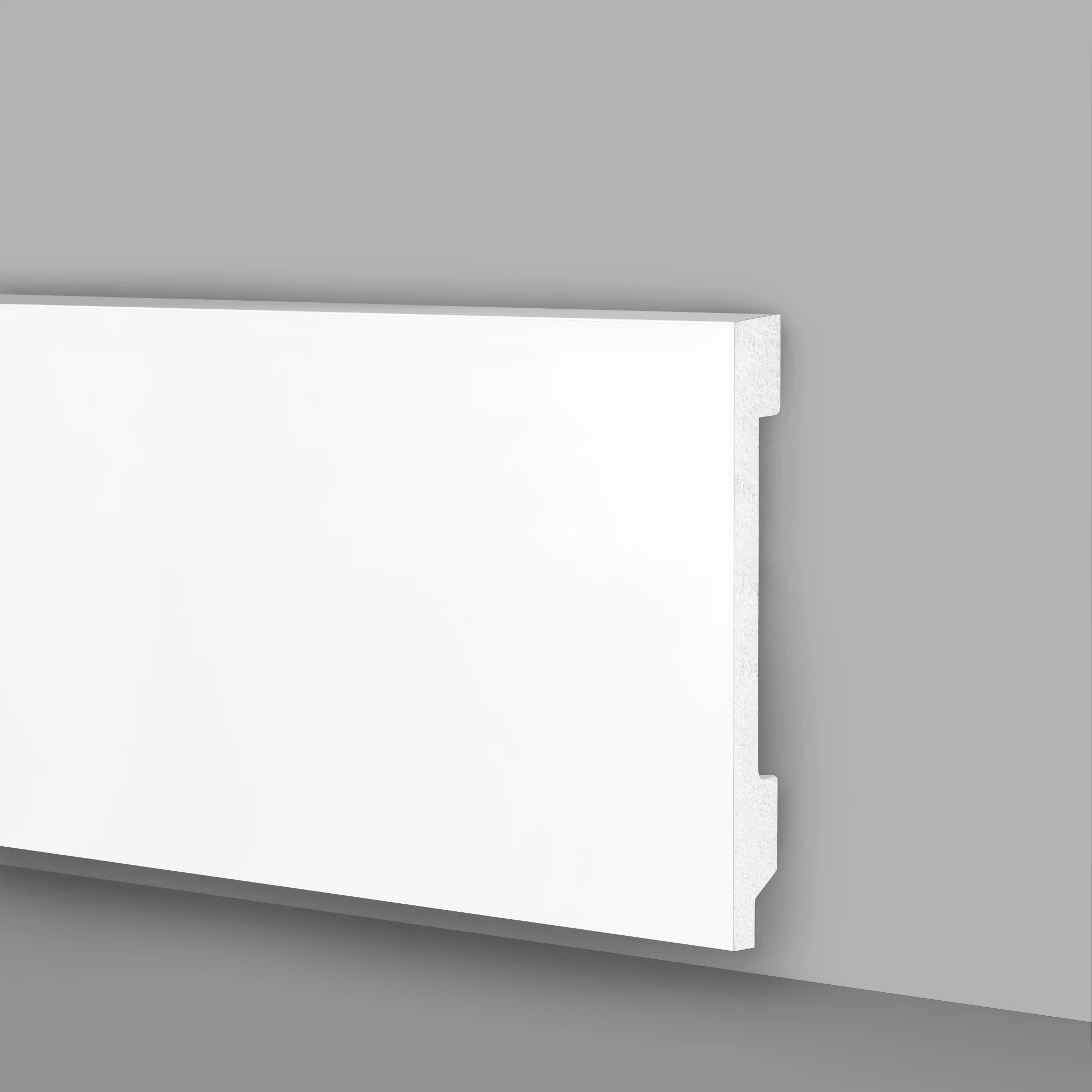 Battiscopa Zoccolino BIANCO Squadrato passacavo 150x15x2000mm in POLIMERI - Polistrutturato - Eternal Parquet