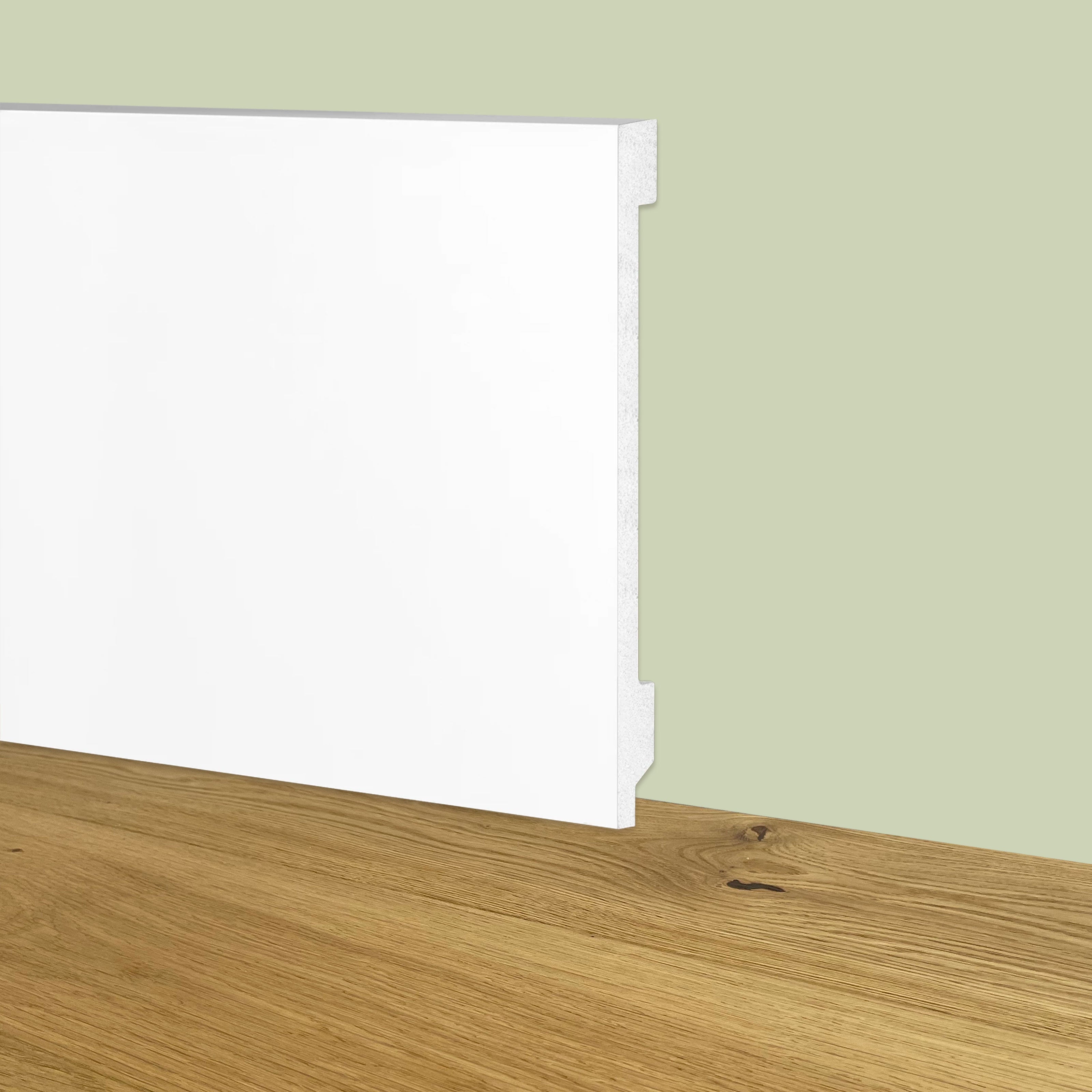 Battiscopa Zoccolino BIANCO Squadrato passacavo 150x15x2000mm in POLIMERI - Polistrutturato - Eternal Parquet