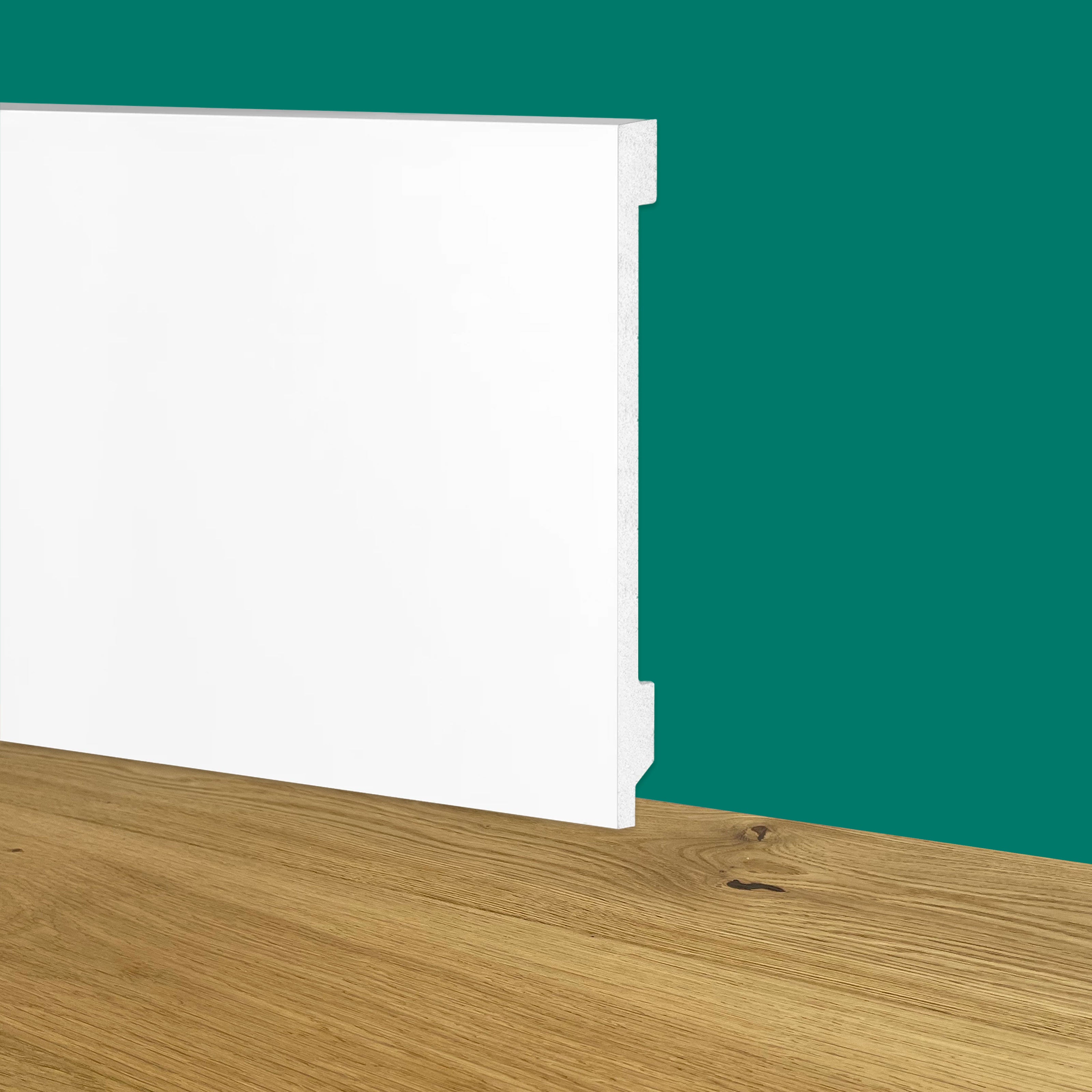 Battiscopa Zoccolino BIANCO Squadrato passacavo 150x15x2000mm in POLIMERI - Polistrutturato - Eternal Parquet