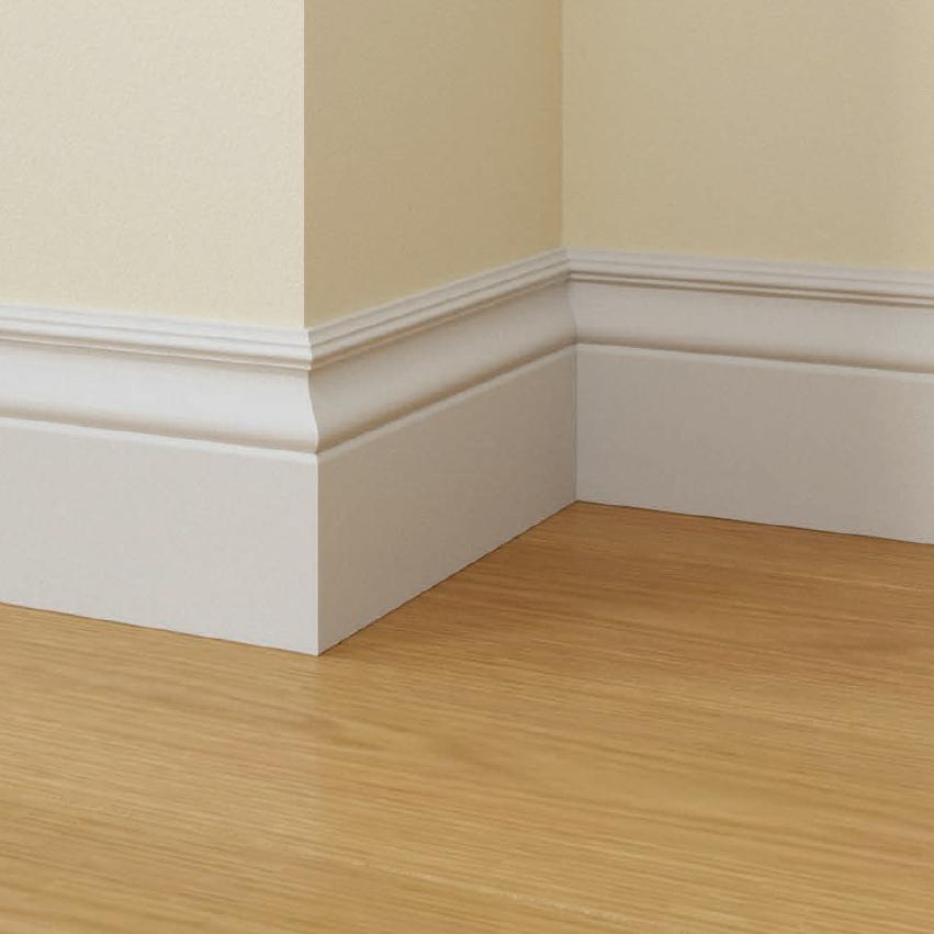 Battiscopa Zoccolino Passacavo Fibra di LEGNO DUCALE Impero 140X16 BIANCO PURO - Eternal Parquet