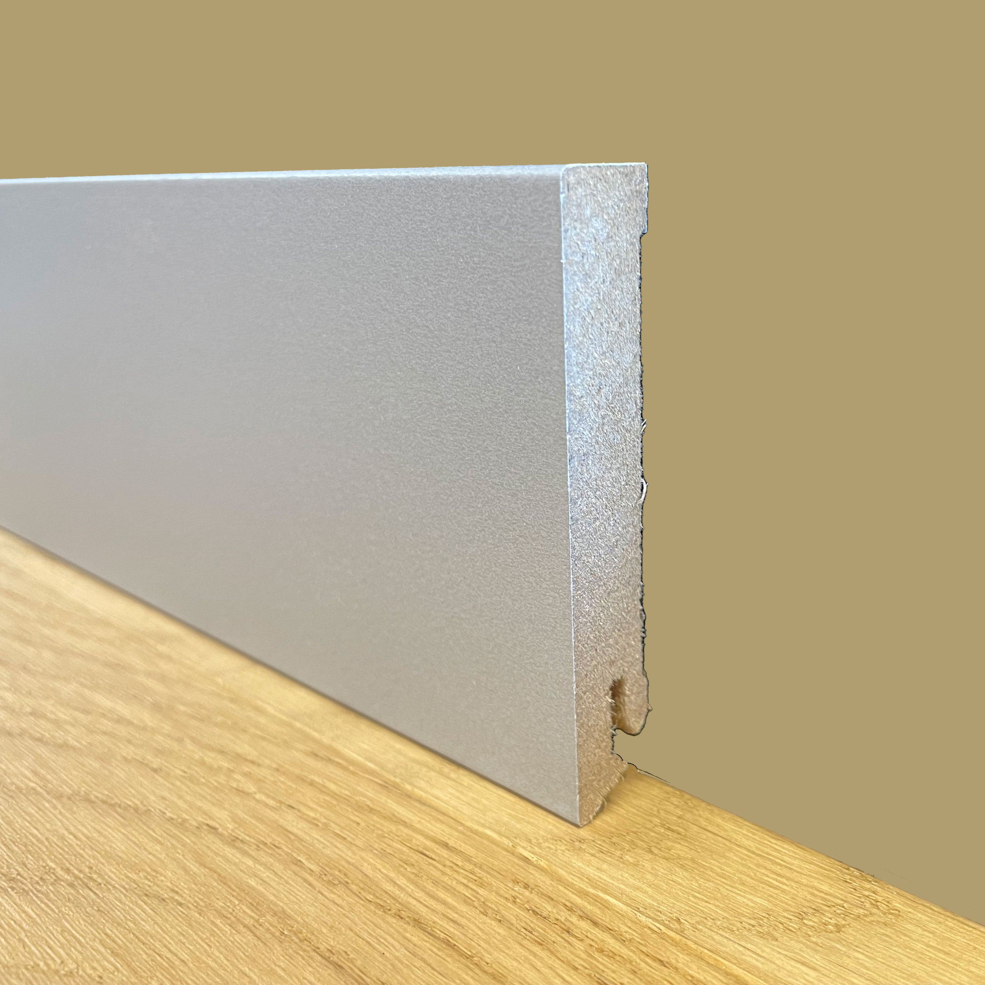 BATTISCOPA ZOCCOLINO SQUADRATO in FIBRA DI LEGNO COMPATTA 80X15 ARGENTO - Eternal Parquet