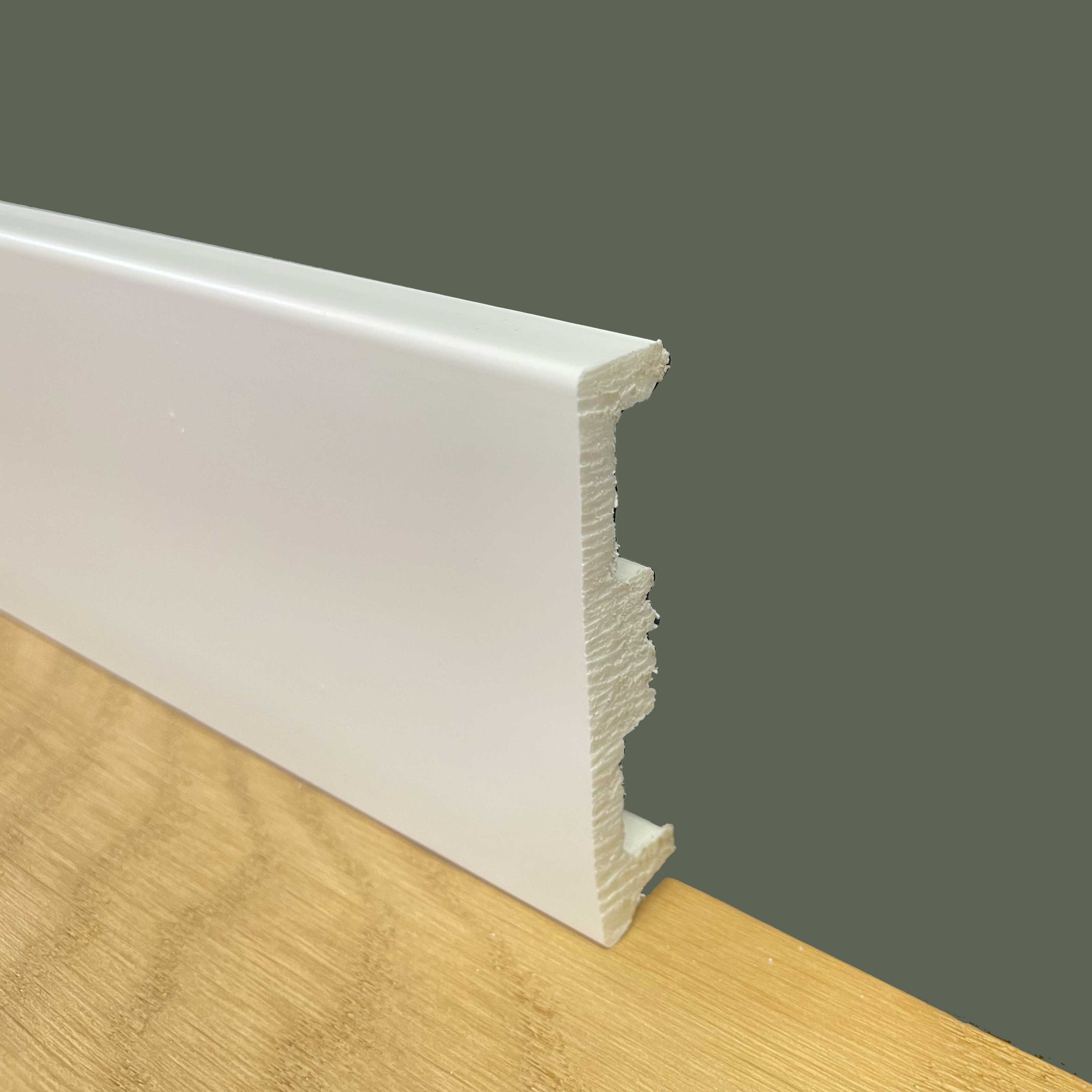 Battiscopa Zoccolino Squadrato Passacavo in Duropolimero Polistrutturato Bianco 80x15 **BEST PRICE** - Eternal Parquet