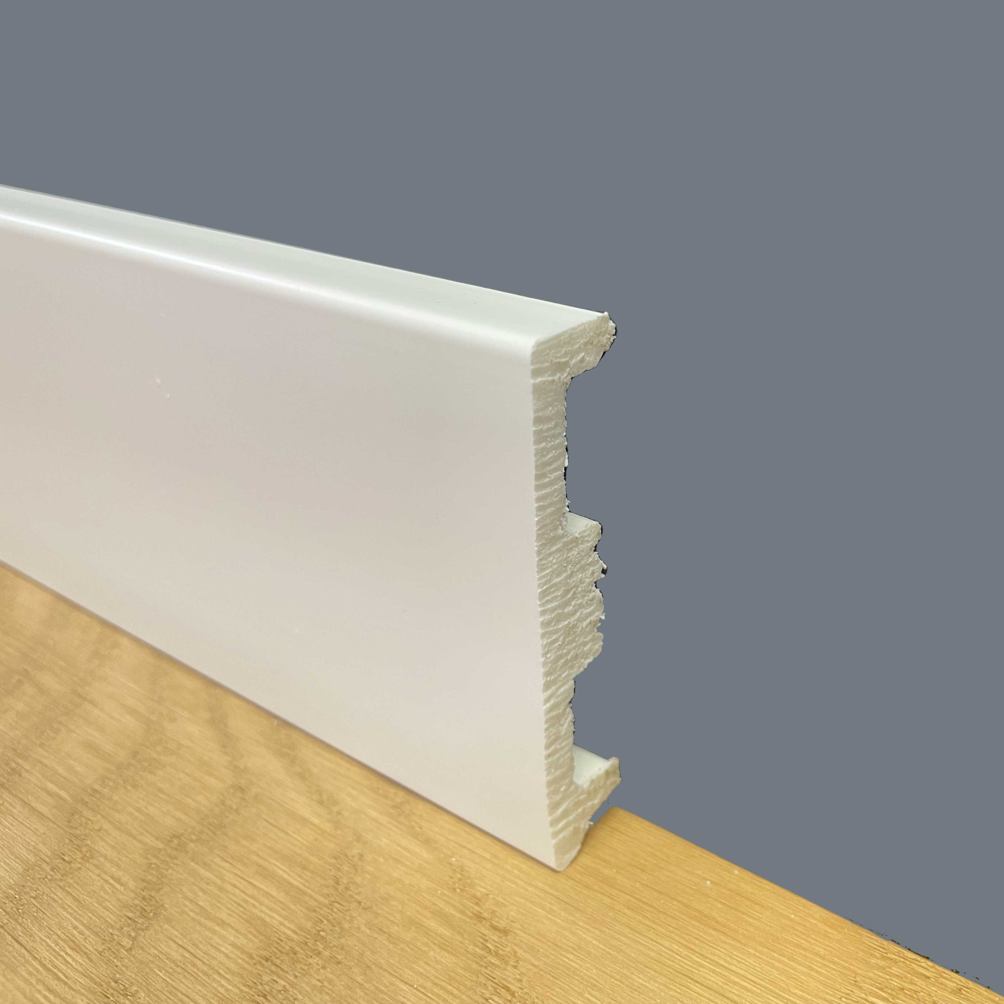 Battiscopa Zoccolino Squadrato Passacavo in Duropolimero Polistrutturato Bianco 80x15 **BEST PRICE** - Eternal Parquet