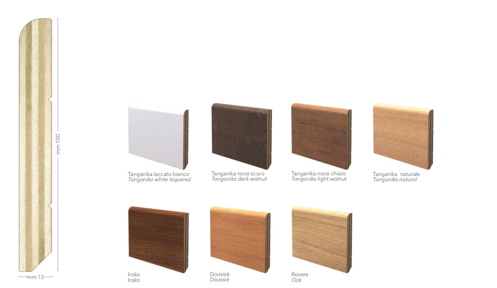 100ML BATTISCOPA ZOCCOLINO impiallacciato Becco di civetta 100X13 - Eternal Parquet