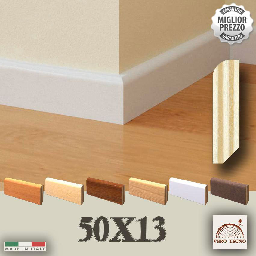 BATTISCOPA ZOCCOLINO in multistrato impiallacciato curvo basso moderno 50X13 (prezzo al metro lineare) - Eternal Parquet