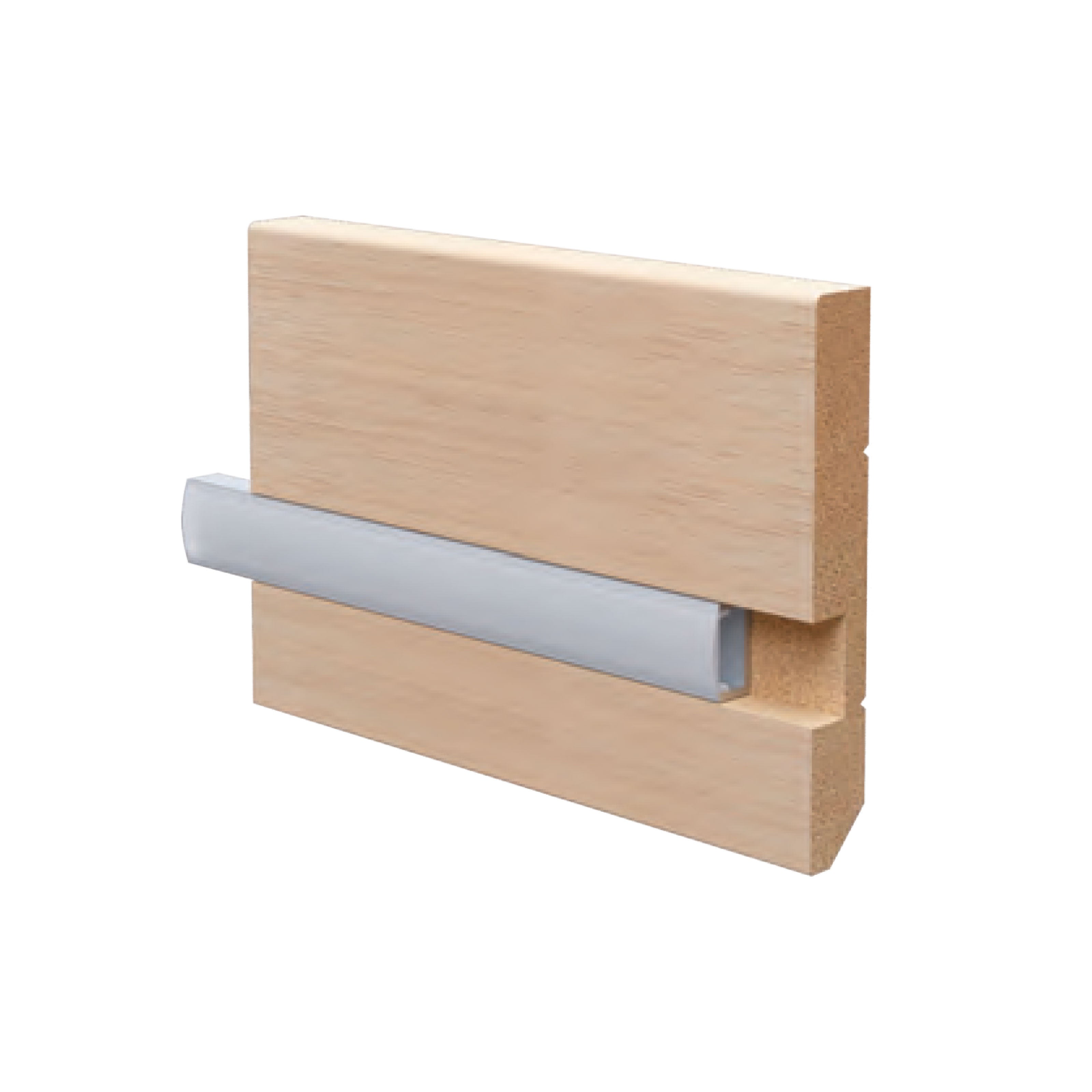 28ML o multipli di BATTISCOPA LED squadrato in legno MASSELLO 95x14 + portaled Alluminio - Eternal Parquet