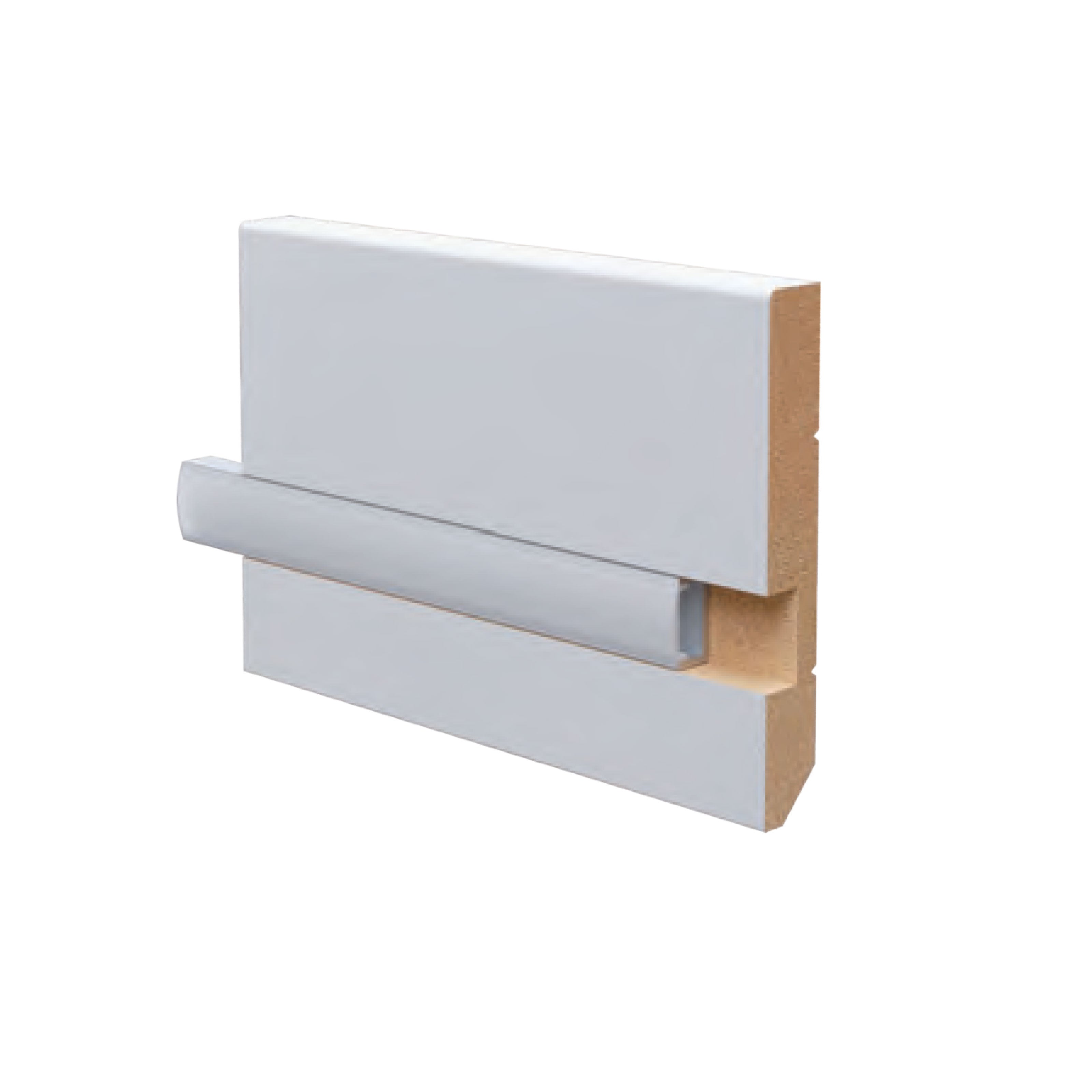 28ML o multipli di BATTISCOPA LED squadrato in legno MASSELLO 95x14 + portaled Alluminio - Eternal Parquet