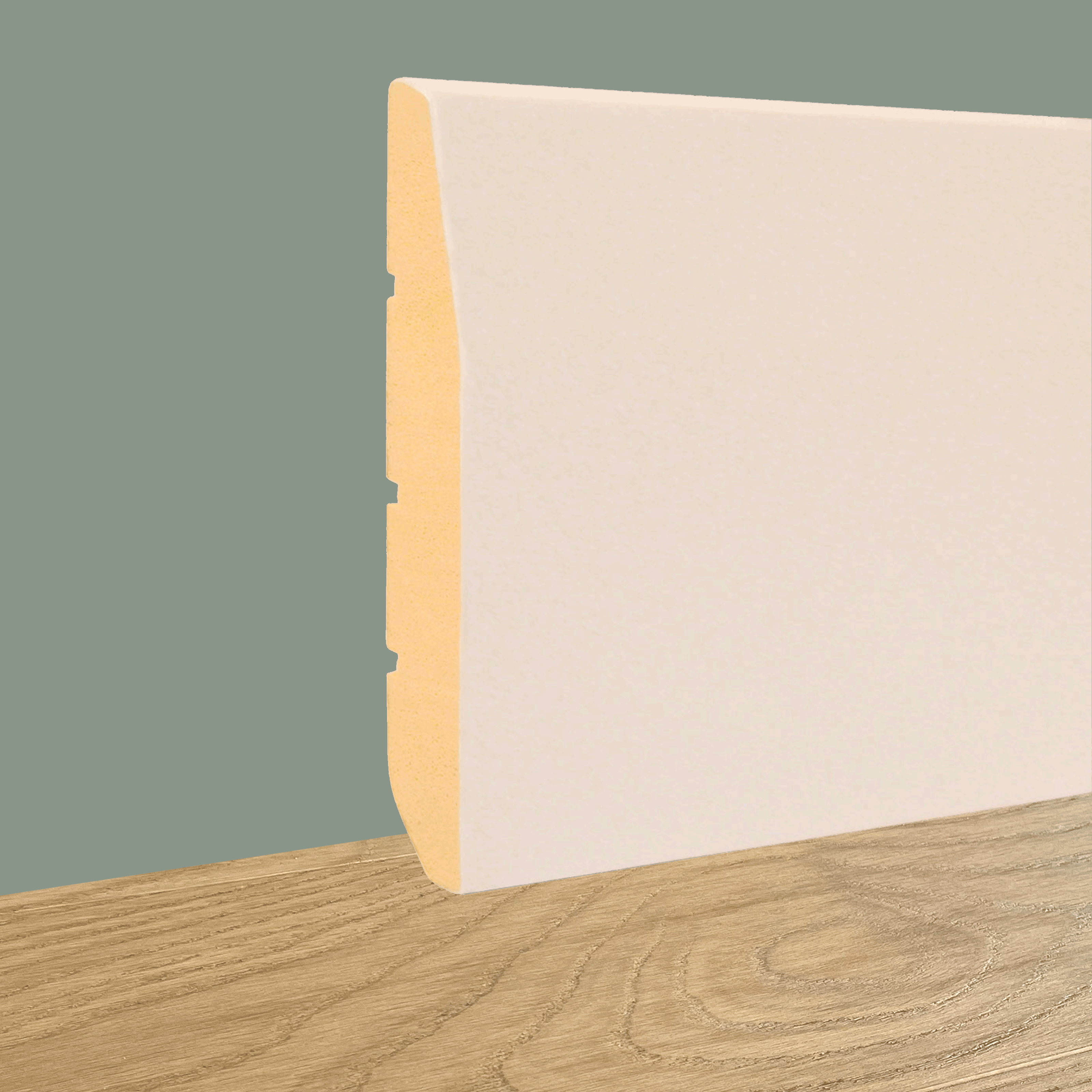 96ML di battiscopa Zoccolino Massello mod. GEORGE 100x13mm Bianco, grezzo o Ral 9010 - Eternal Parquet