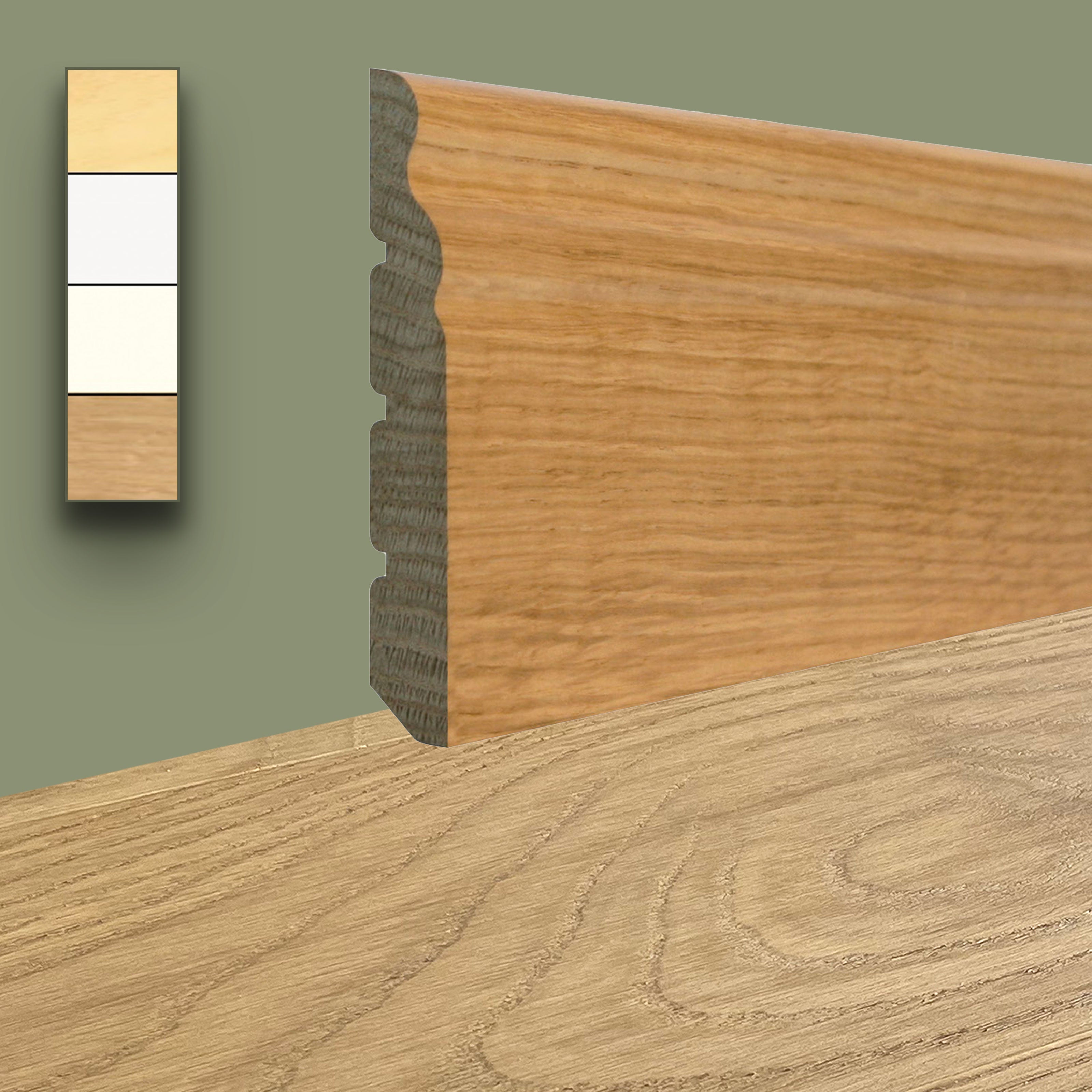 Battiscopa Ducale legno Massello Massiccio 95x13 in essenza RAL 9010, bianco o ROVERE - Eternal Parquet