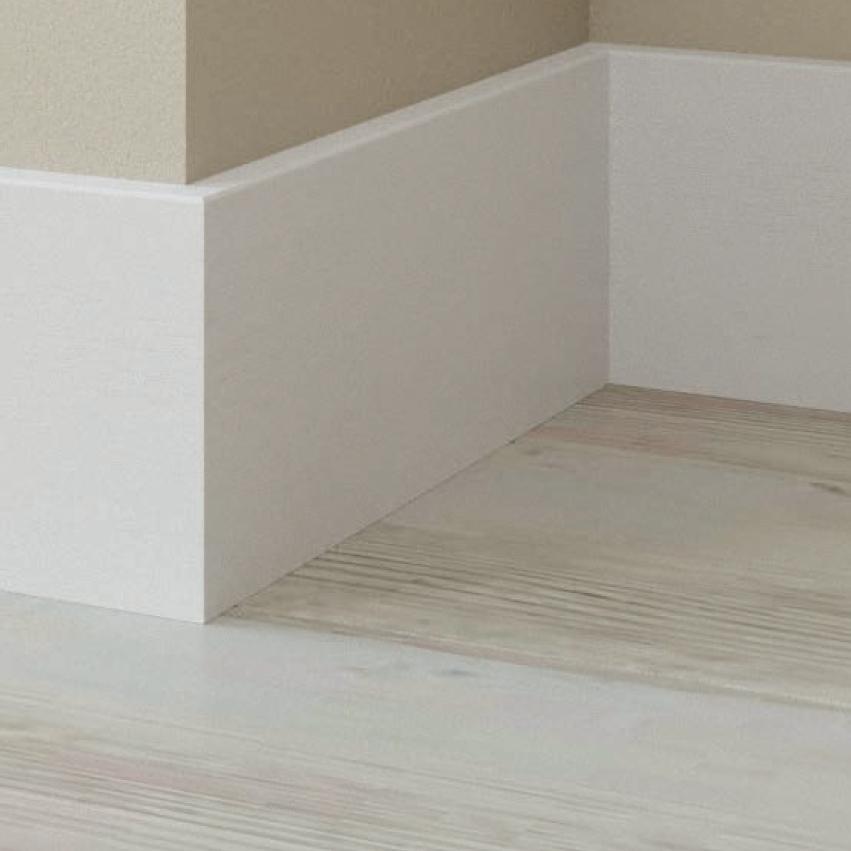 BATTISCOPA in legno MASSELLO Zoccolino SQUADRATO MODERNO 120X14 BIANCO O GREZZO - Eternal Parquet