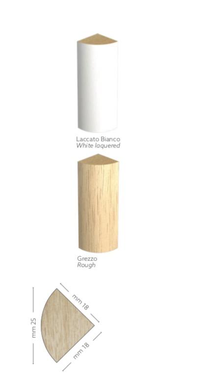 BASOLINO levangoli angolo interno GRANDE in legno massello di Ayous 18x18x26 - Eternal Parquet