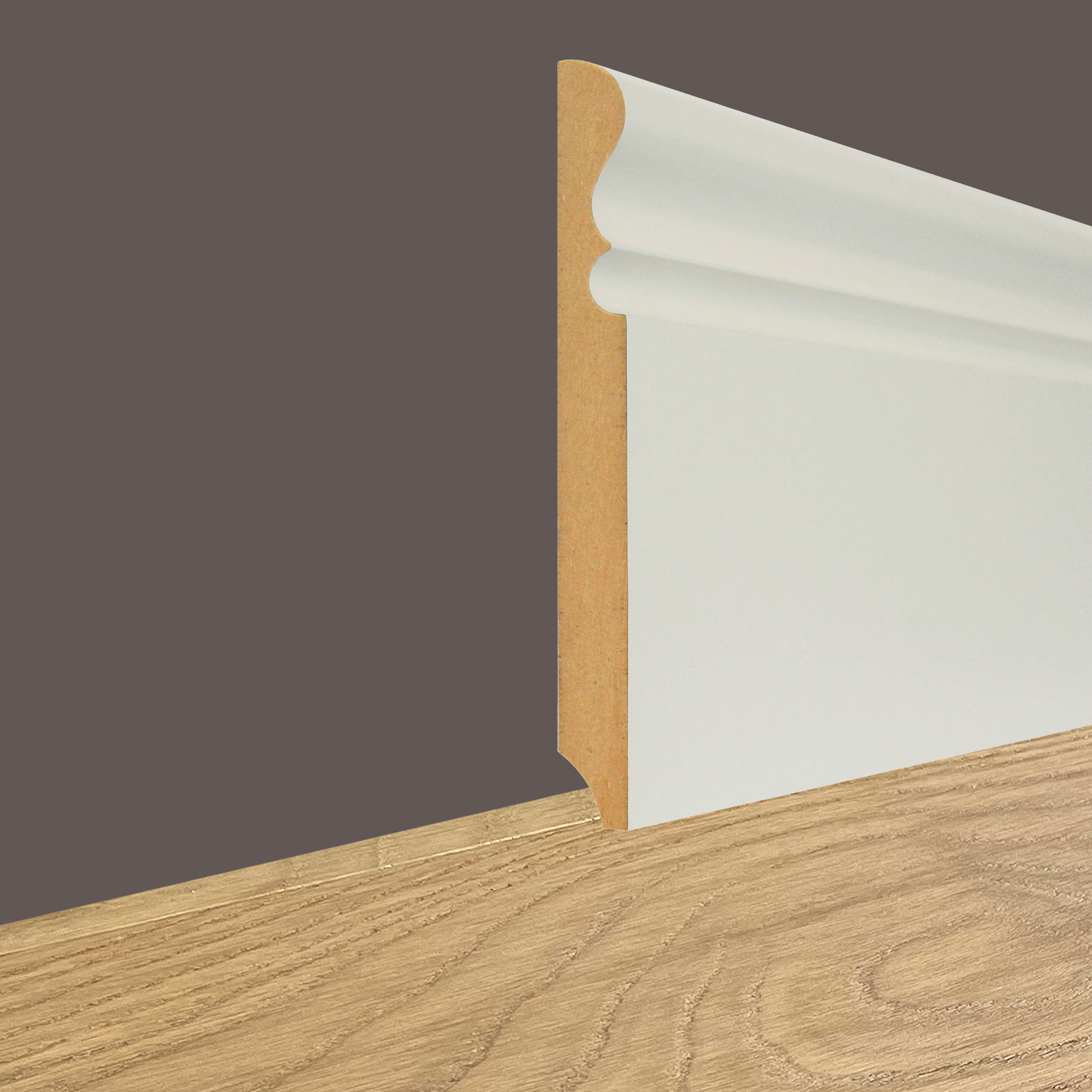 BATTISCOPA Fibra di legno KING ARTHUR 150X16mm grezzo o laccato Bianco RAL 9010 - Eternal Parquet