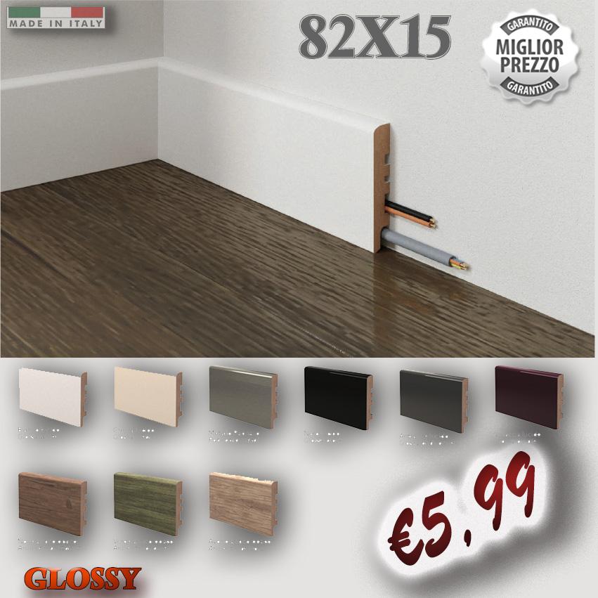 100ML BATTISCOPA ZOCCOLINO PASSACAVO LUCIDO ANTICO OPACO 82X15 nero, crema ecc.. - Eternal Parquet