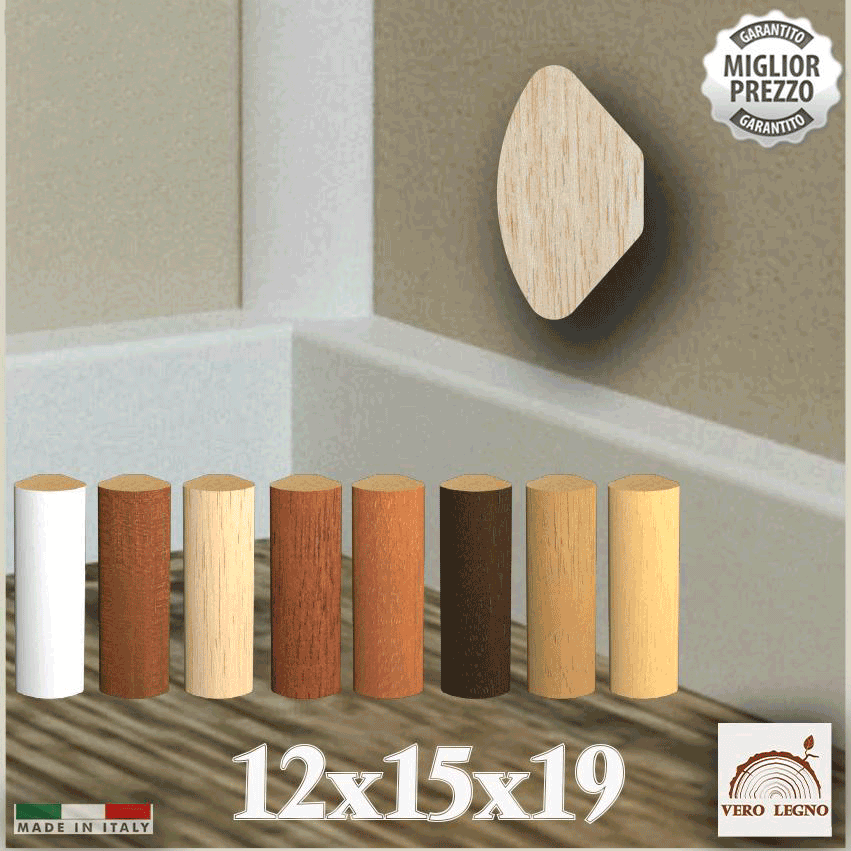 BASOLINO angolo interno quarto di tondo in legno di Ayous 12x15x19 varie essenze - Eternal Parquet
