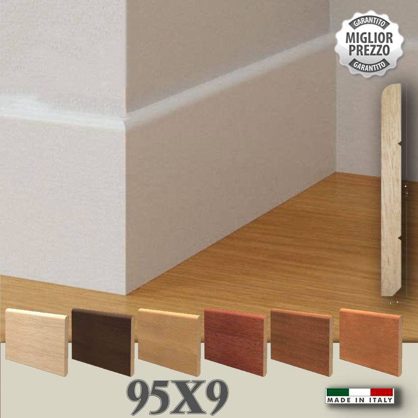 BATTISCOPA legno MASSELLO AYOUS Zoccolino BECCO DI CIVETTA BC 95X9 (prezzo al metro lineare) - Eternal Parquet