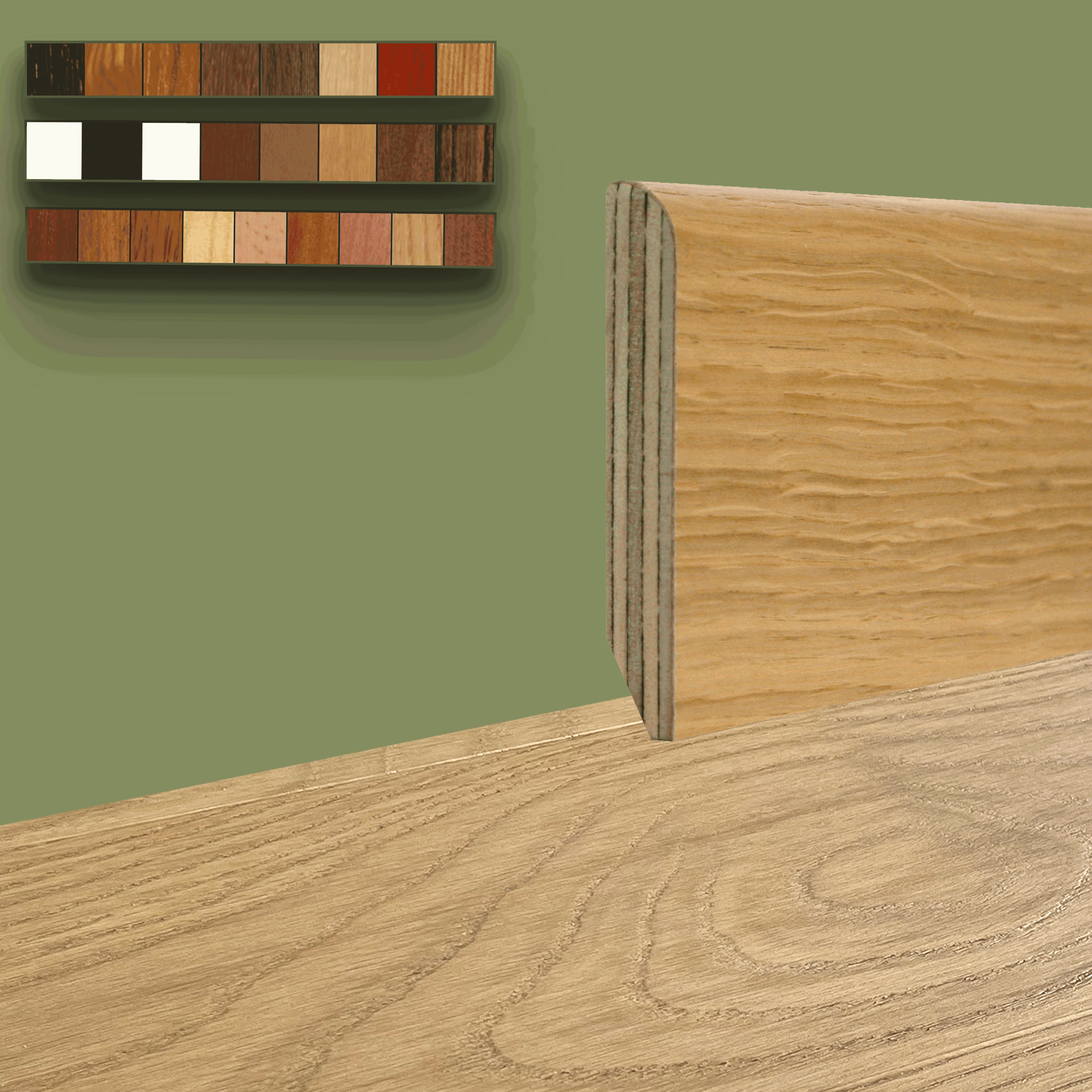 Battiscopa Zoccolino BC legno multistrato impiallacciato 70x10mm in tutte le essenze - Eternal Parquet