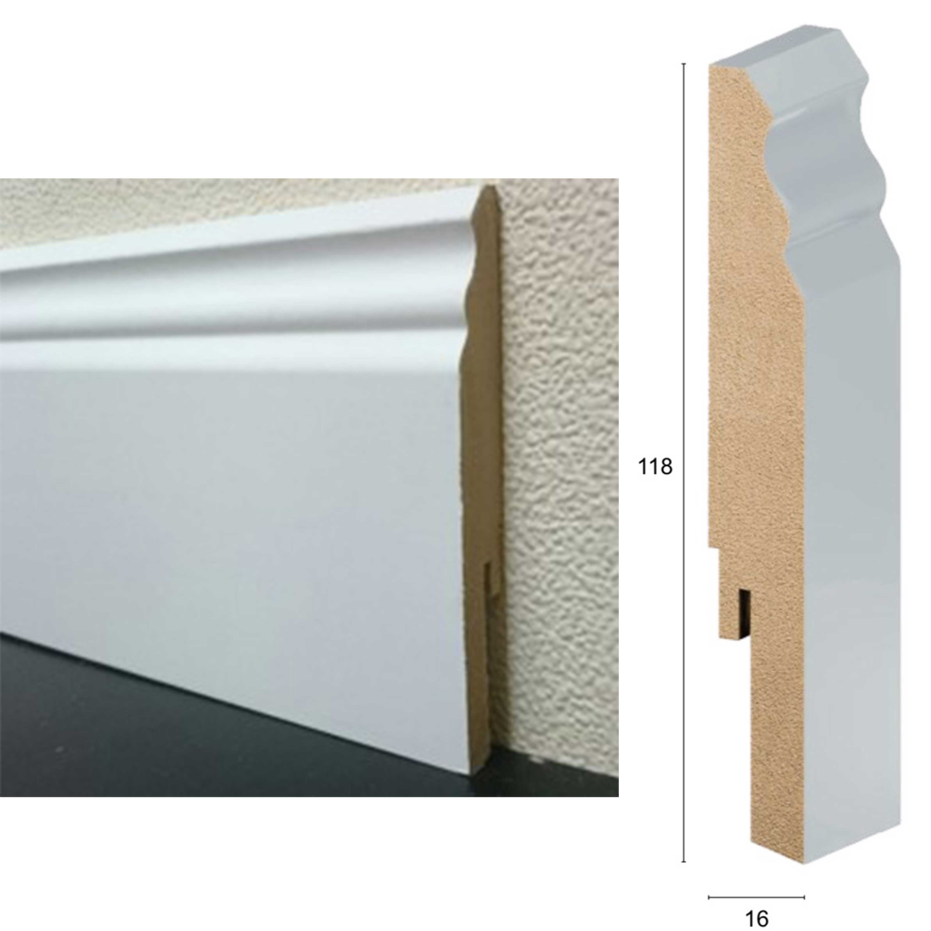 da 4,49€ml BATTISCOPA ZOCCOLINO in FIBRA DI LEGNO DUCALE CLIP&GO 118X16 - RAL 9003-9010-1013 ( con possibilità di acquistare anche le clip e gli angoli compatibili ) - Eternal Parquet