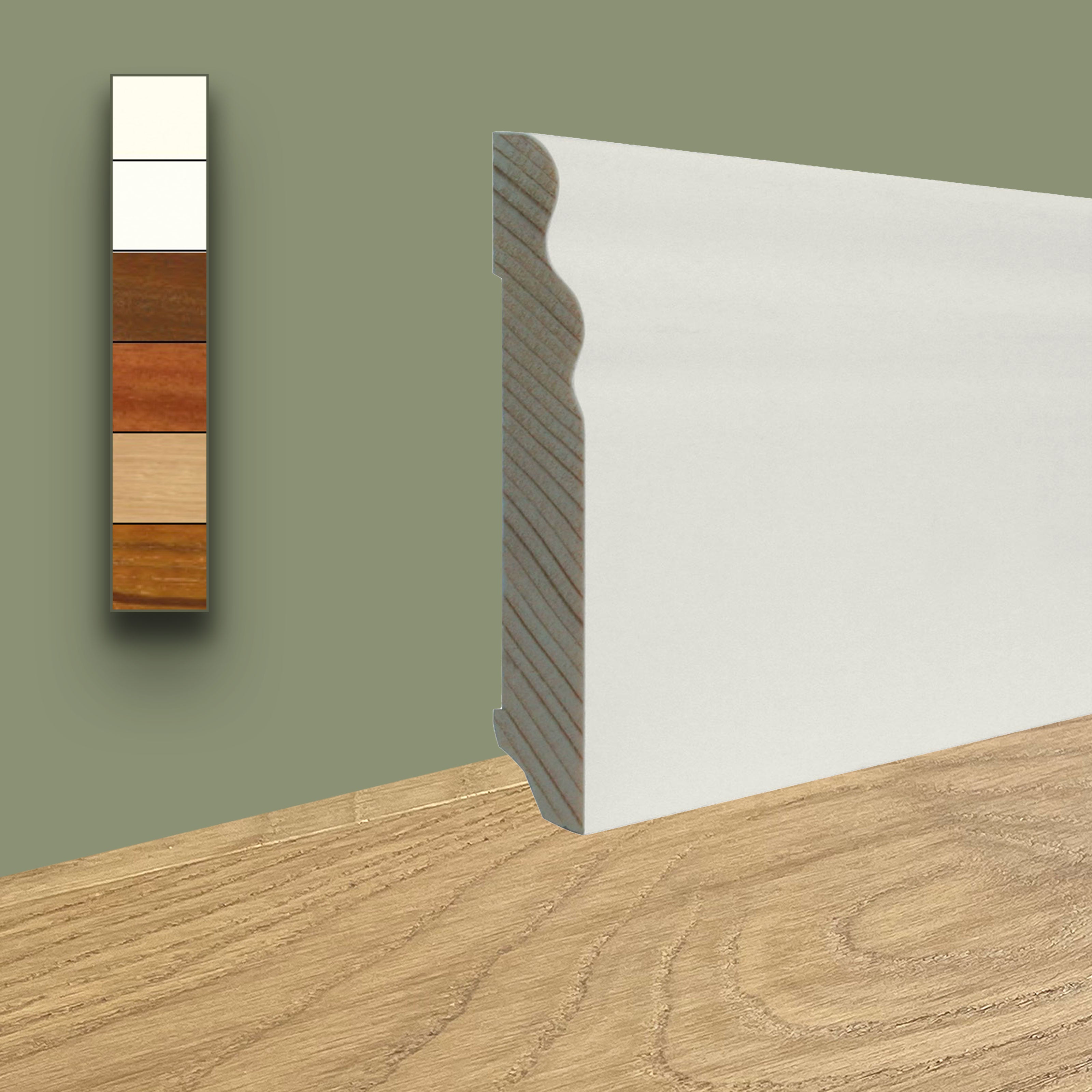 96ML di battiscopa DUCALE in Legno massello 100x15 impiallacciato in essenza o bianchi RAL - Eternal Parquet