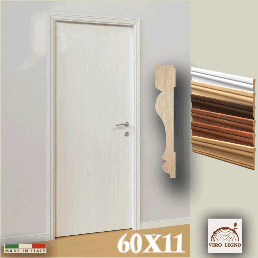 56ML Coprifilo Mostrina telaio porte e in Legno massello DUCALE 60x11 - Eternal Parquet