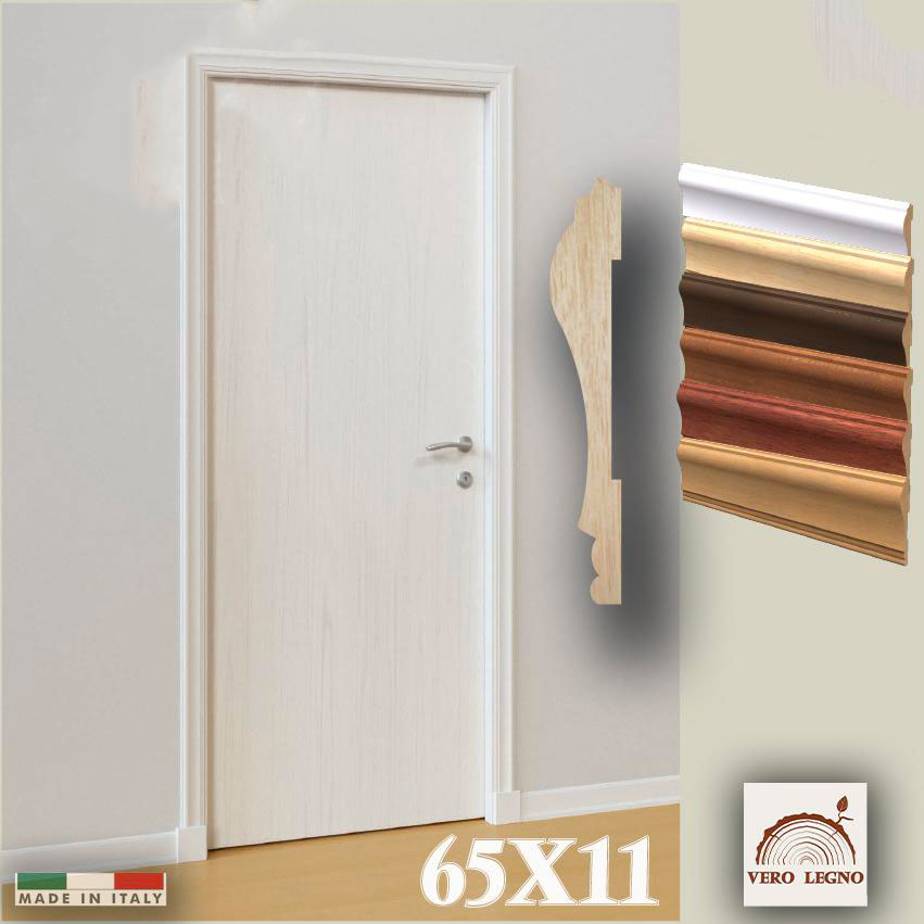 56ML Coprifilo Mostrina telaio porte finestre in Legno massello 65x11 varie essenze - Eternal Parquet