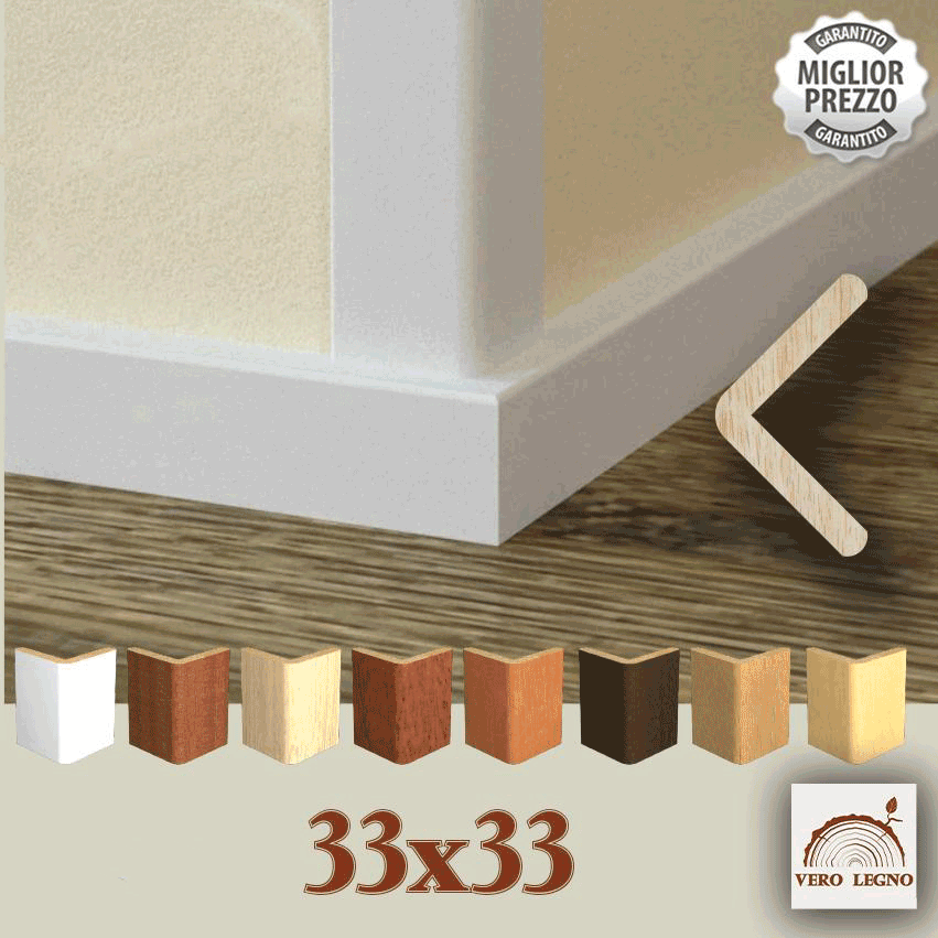 60ML Paraspigolo profilo angolare Salvangoli ad Elle Legno massiccio AYOUS 33x33 - Eternal Parquet