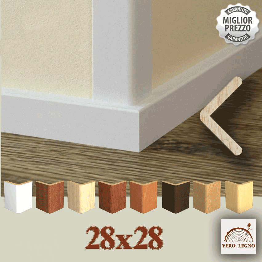 60ML Paraspigolo Salvangoli profilo angolare Legno massiccio AYOUS 28x28 - Eternal Parquet