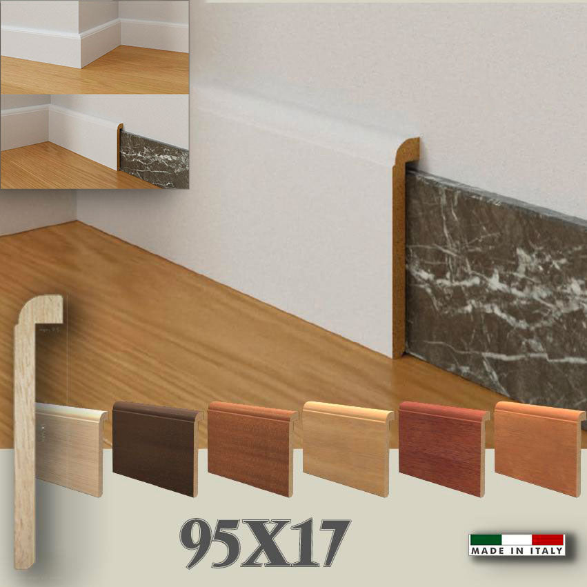 96ML BATTISCOPA in legno MASSELLO COPRIMARMO COPRIVECCHIO 95X17 - Eternal Parquet