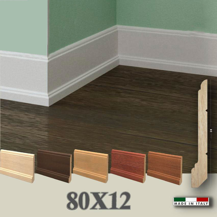 96ML BATTISCOPA in legno MASSICCIO/MASSELLO MOD MILANESE 80X12 - Eternal Parquet