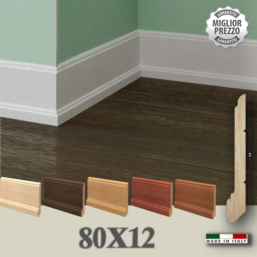 BATTISCOPA in legno Zoccolino MASSELLO ALTO MOD. MILANESE 80X12 (prezzo al metro lineare) - Eternal Parquet