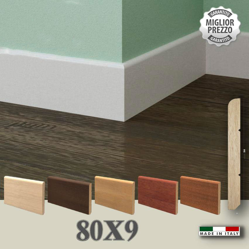 BATTISCOPA in legno Zoccolino MASSELLO AYOUS Becco di civetta 80X9 (prezzo al metro lineare) - Eternal Parquet