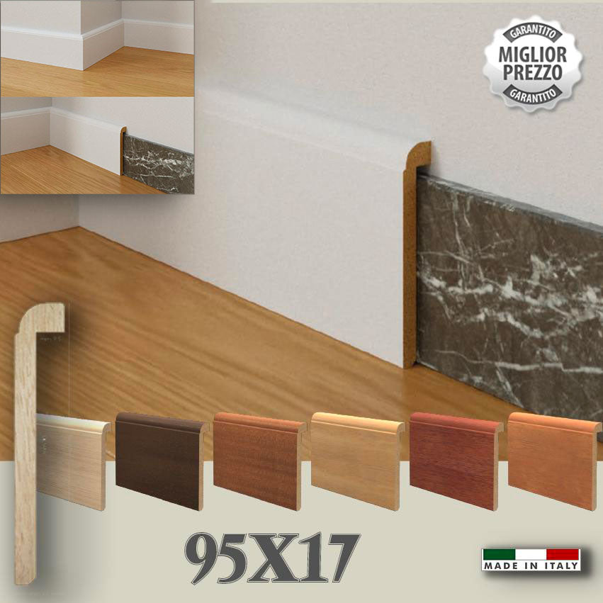 BATTISCOPA in legno Zoccolino MASSELLO COPRIMARMO 95X17 (prezzo al metro lineare) - Eternal Parquet