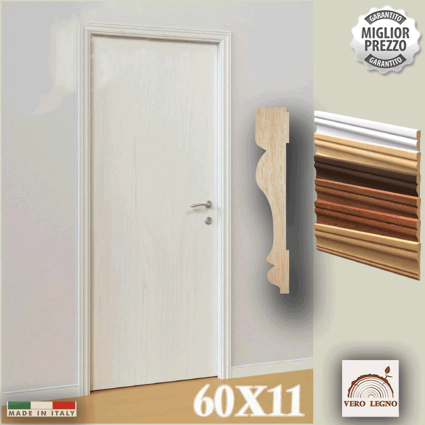 Coprifilo Mostrina lista telaio porte e in Legno massello DUCALE 60x11 - Eternal Parquet