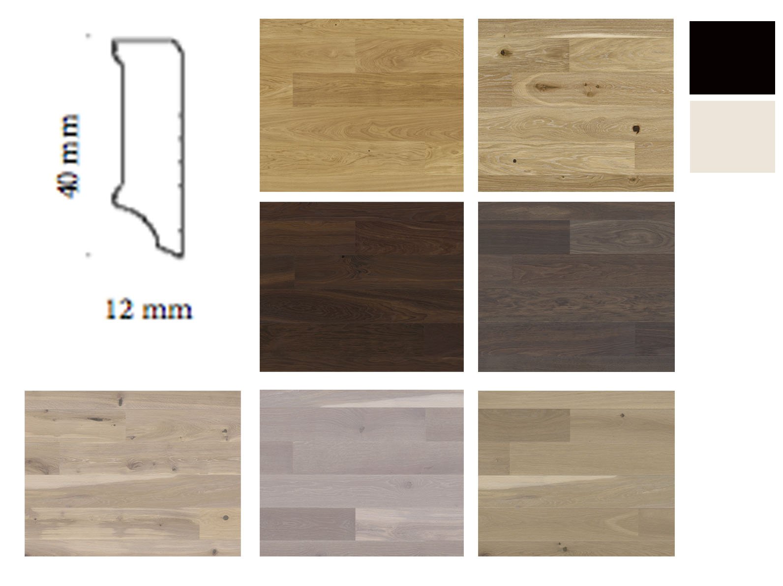 ML 27 di battiscopa rovere impiallacciato su abete 40x12 Zoccolino taglio quadro