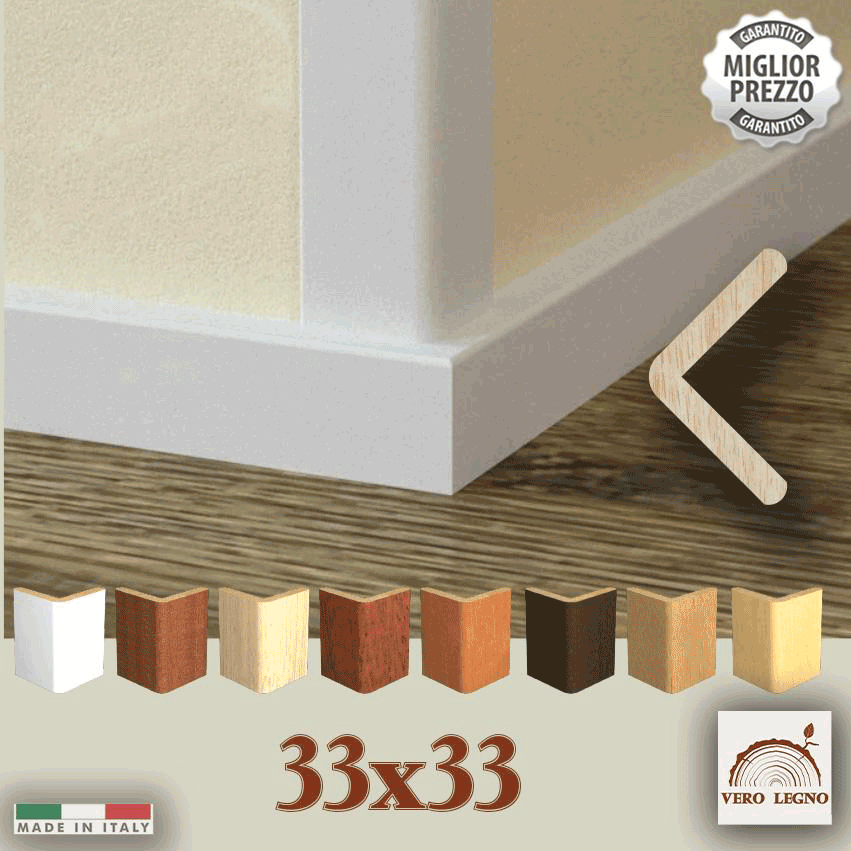Paraspigolo profilo angolare Salvangoli ad Elle Legno massiccio di AYOUS 33x33 - Eternal Parquet