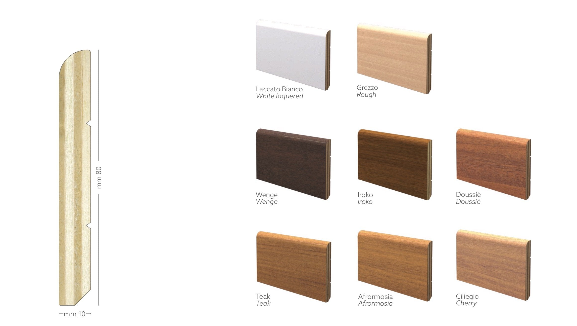 100ML BATTISCOPA ZOCCOLINO multistrato impiallacciato 80X10 - Eternal Parquet