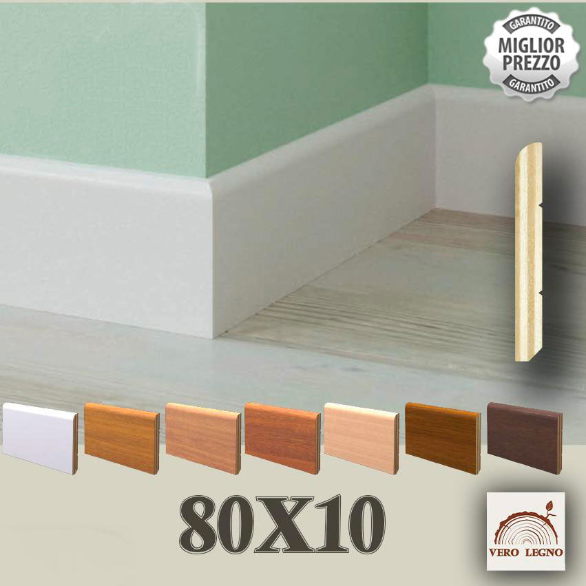 100ML BATTISCOPA ZOCCOLINO multistrato impiallacciato 80X10 varie essenze - Eternal Parquet