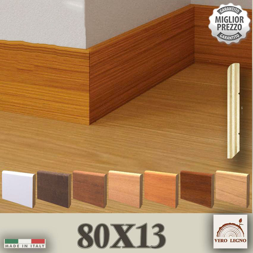 100ML BATTISCOPA ZOCCOLINO multistrato impiallacciato Tondo 80X13 varie essenze - Eternal Parquet