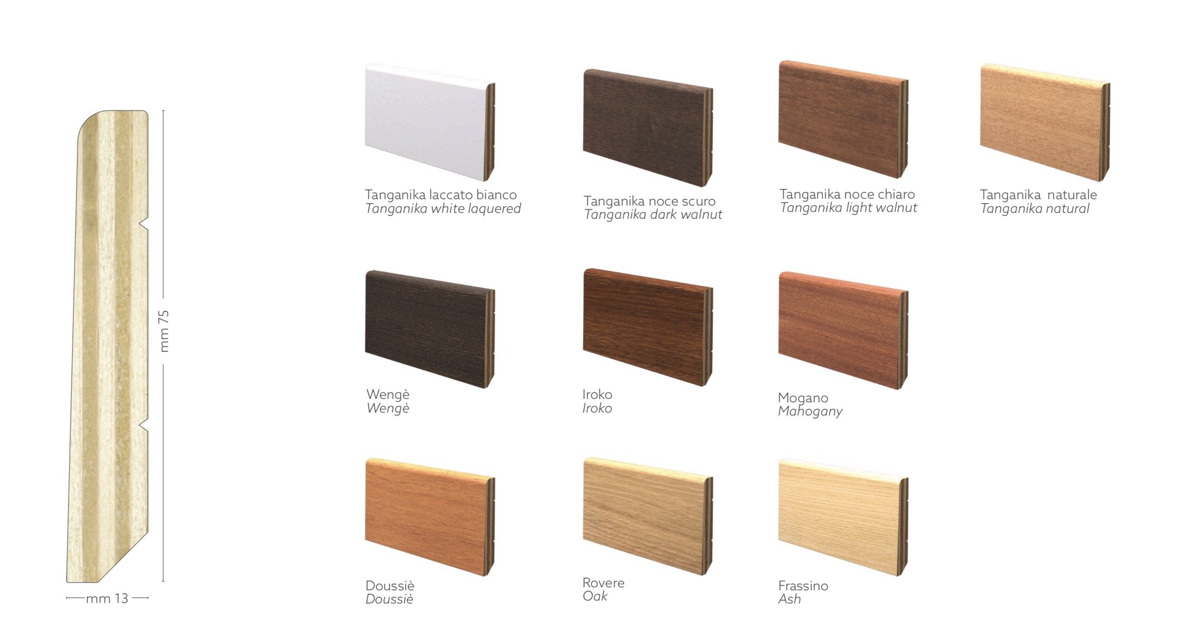 100ML BATTISCOPA ZOCCOLO multistrato impiallacciato SQUADRATO 75X13 - Eternal Parquet