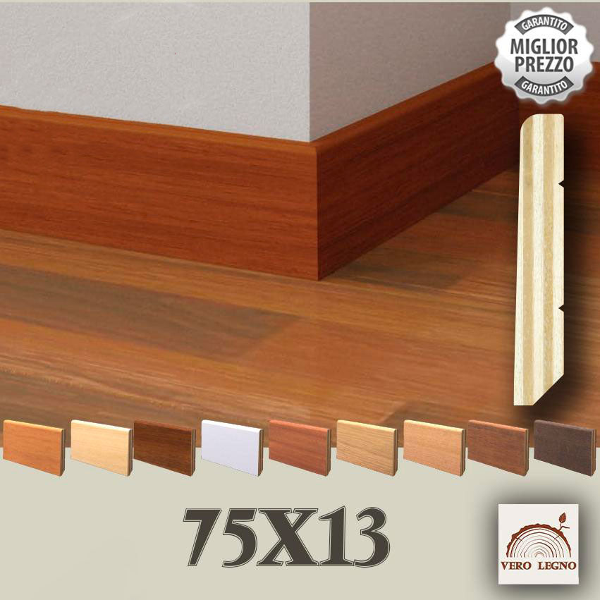 100ML BATTISCOPA ZOCCOLO multistrato impiallacciato SQUADRATO 75X13 - Eternal Parquet