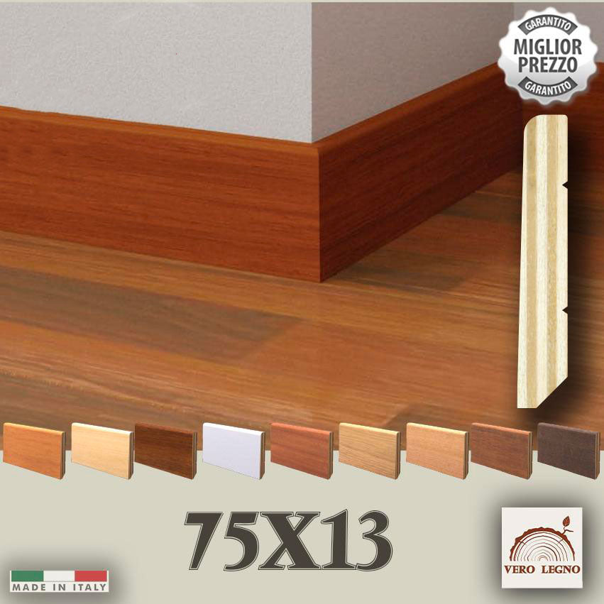 BATTISCOPA ZOCCOLINO in multistrato impiallacciato SQUADRATO 75X13 (prezzo al metro lineare) - Eternal Parquet