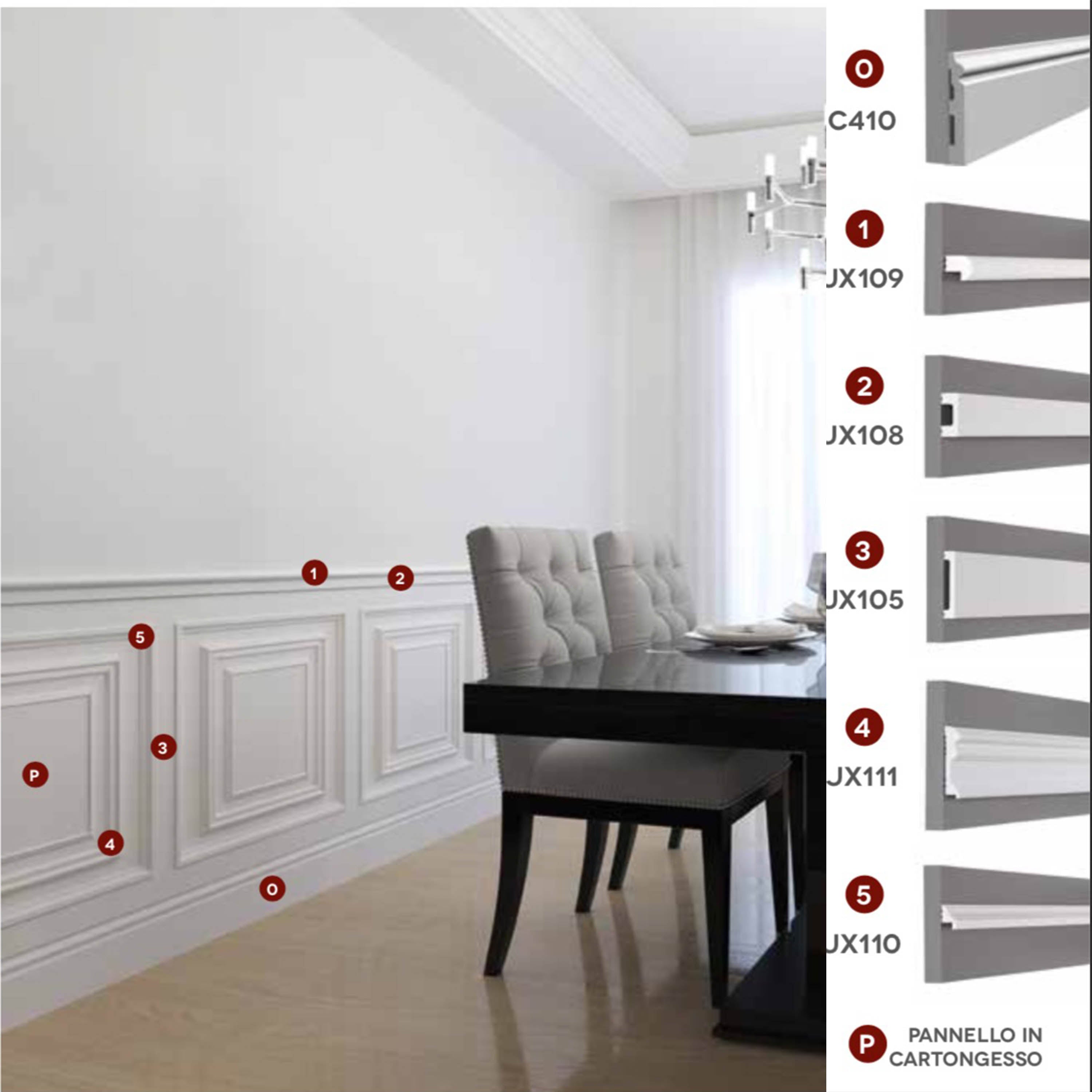 2MQ di Boiserie in Duropolimero Polistrutturato Mod.Washington L200xH100 circa - Eternal Parquet