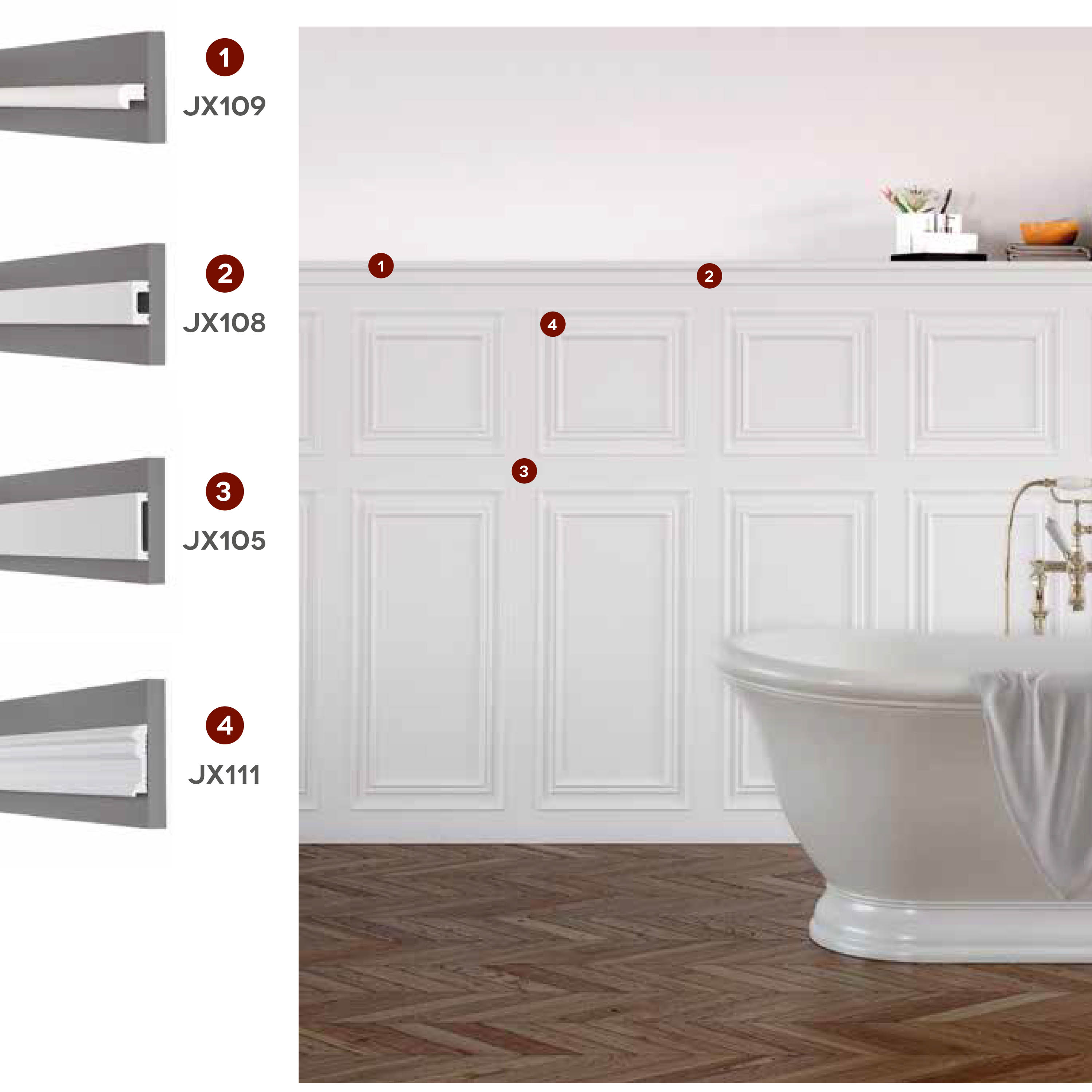 3,4mq di Boiserie in Duropolimero Polistrutturato Mod.ATLANTA L2xH1,7mt - Eternal Parquet