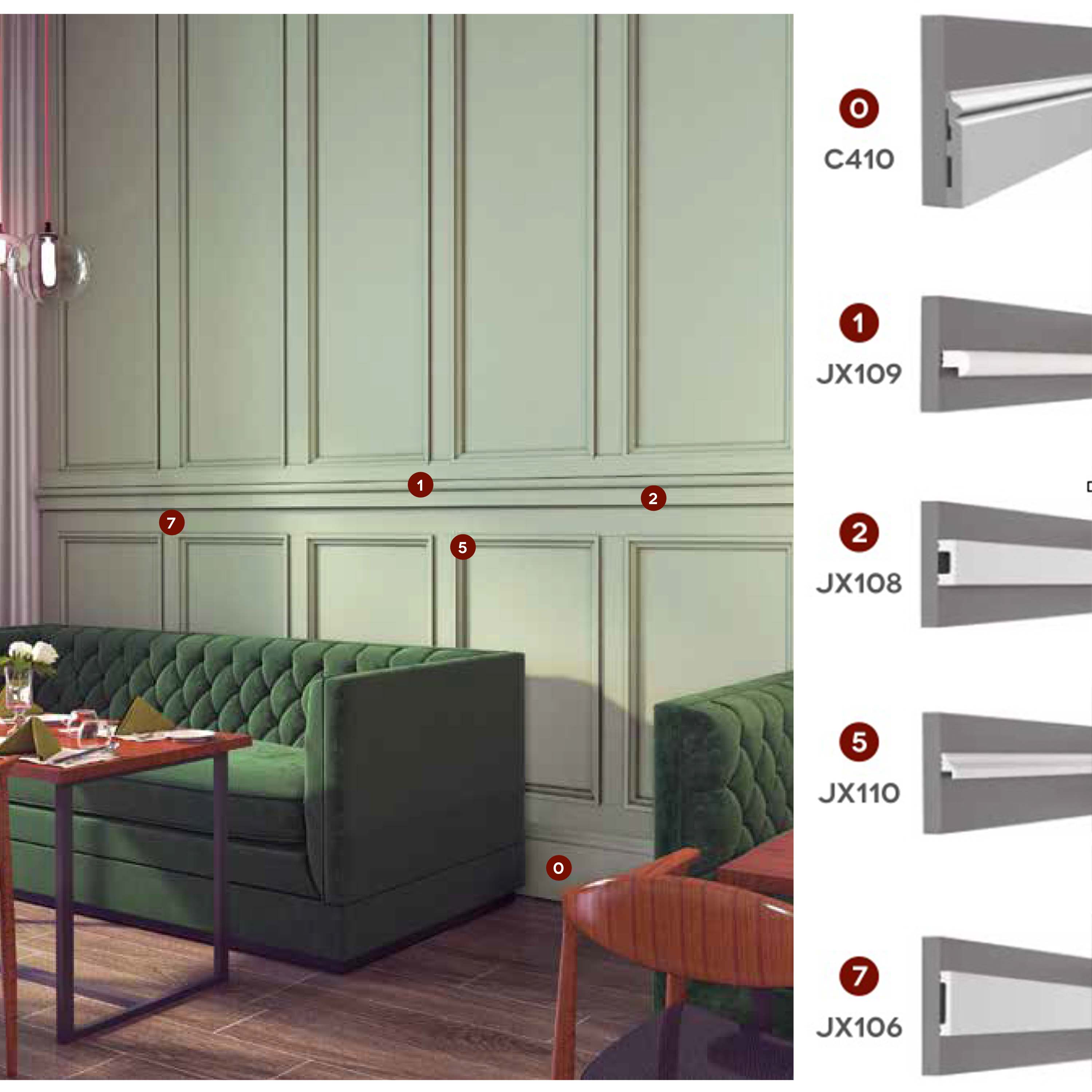 5,5mq di Boiserie in Duropolimero Polistrutturato Mod.Boston parete intera 2x2,7mt - Eternal Parquet