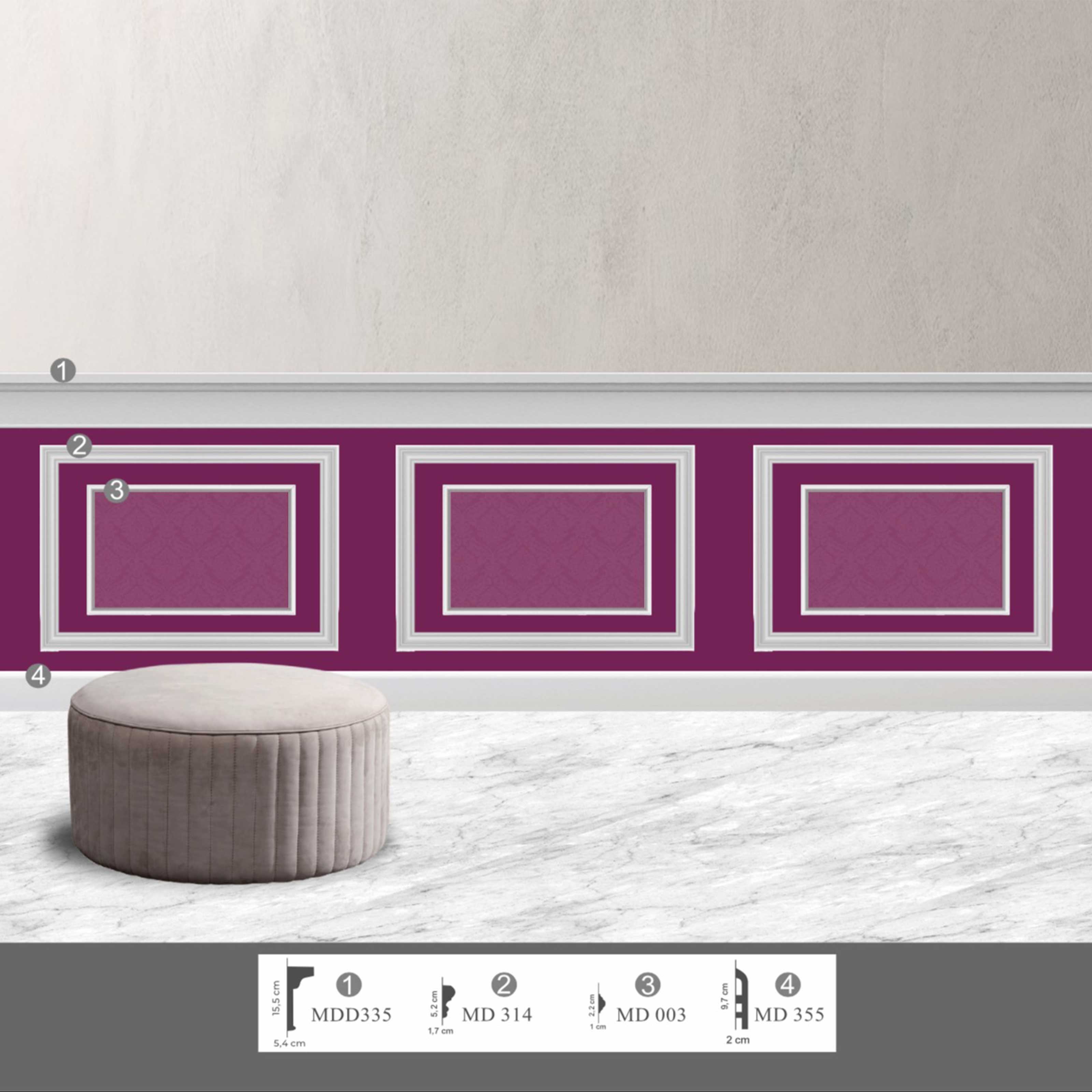 KIT 2mq di Boiserie Già tagliate Autoadesive in Polistrutturato pronte in 5min Mod. CARLA - Eternal Parquet