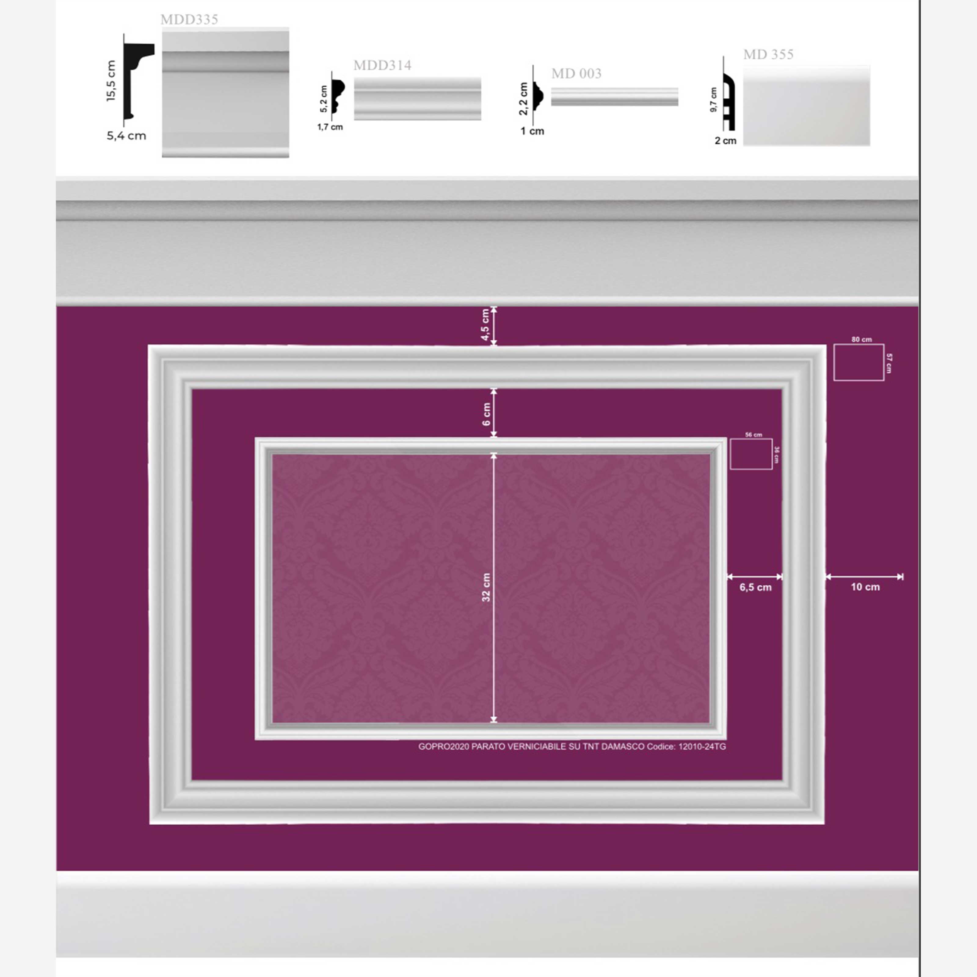 KIT 2mq di Boiserie Già tagliate Autoadesive in Polistrutturato pronte in 5min Mod. CARLA - Eternal Parquet