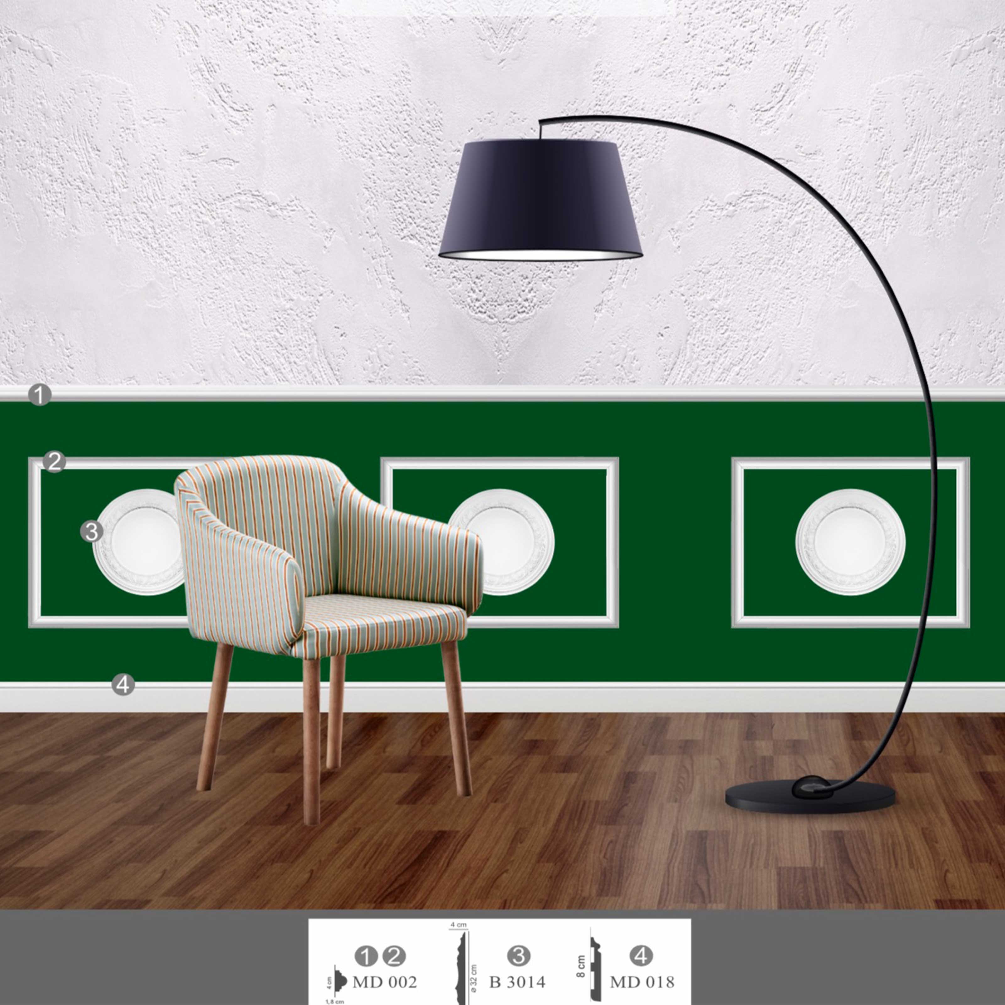 KIT 2mq di Boiserie Già tagliate Autoadesive in Polistrutturato pronte in 5min Mod. CLAUDIA - Eternal Parquet