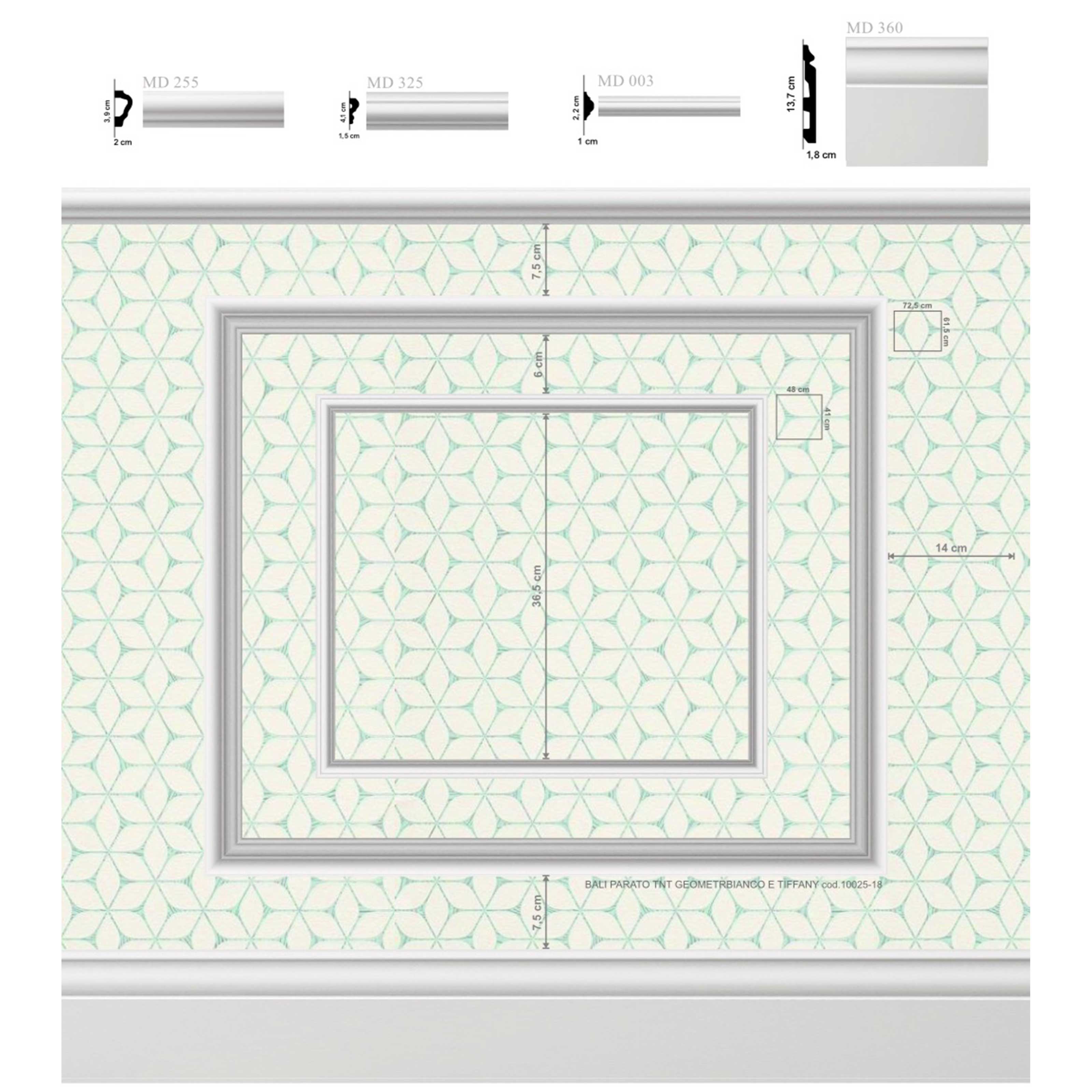 KIT 2mq di Boiserie Già tagliate Autoadesive in Polistrutturato pronte in 5min Mod. GINEVRA - Eternal Parquet