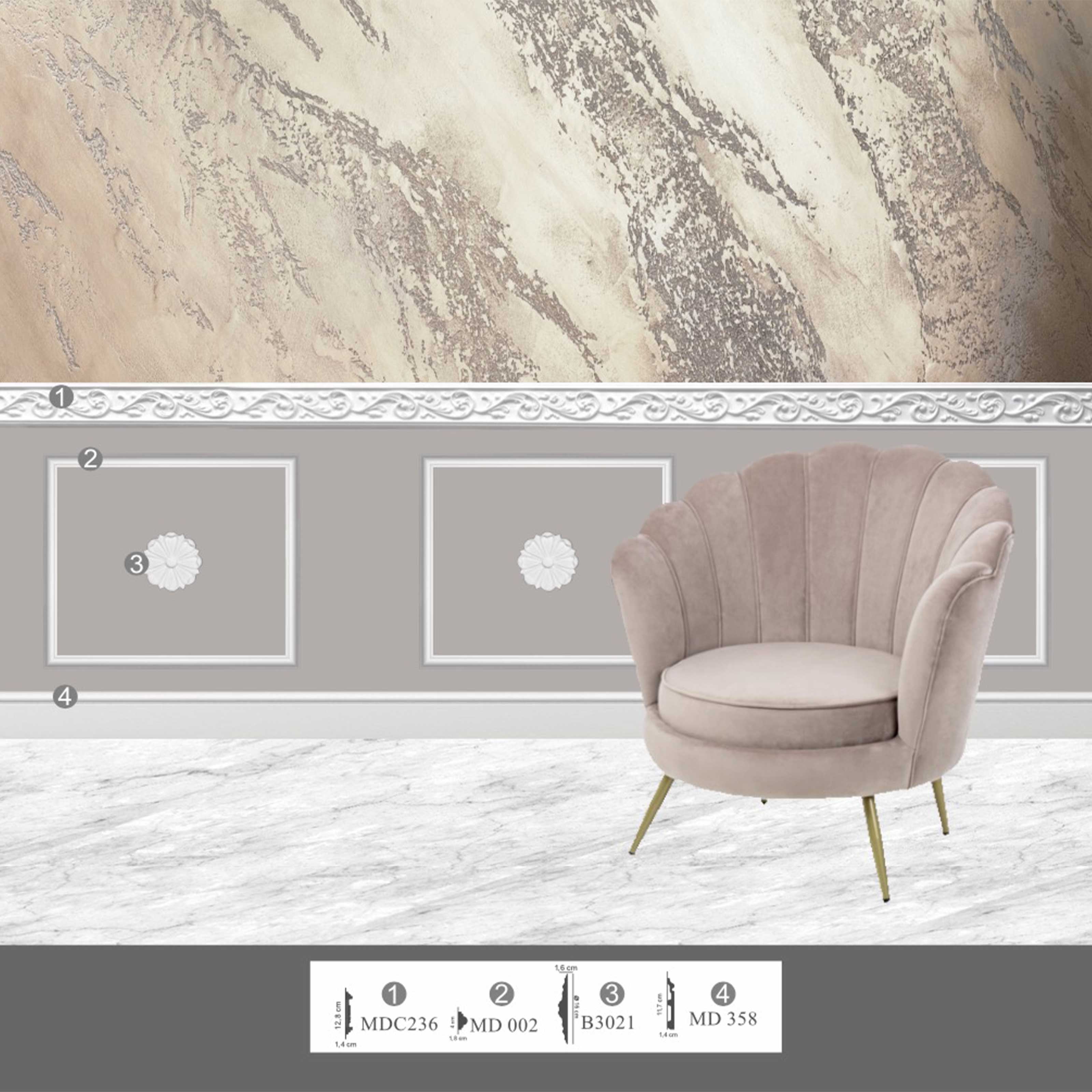 KIT 2mq di Boiserie Già tagliate Autoadesive in Polistrutturato pronte in 5min Mod. MILENA - Eternal Parquet