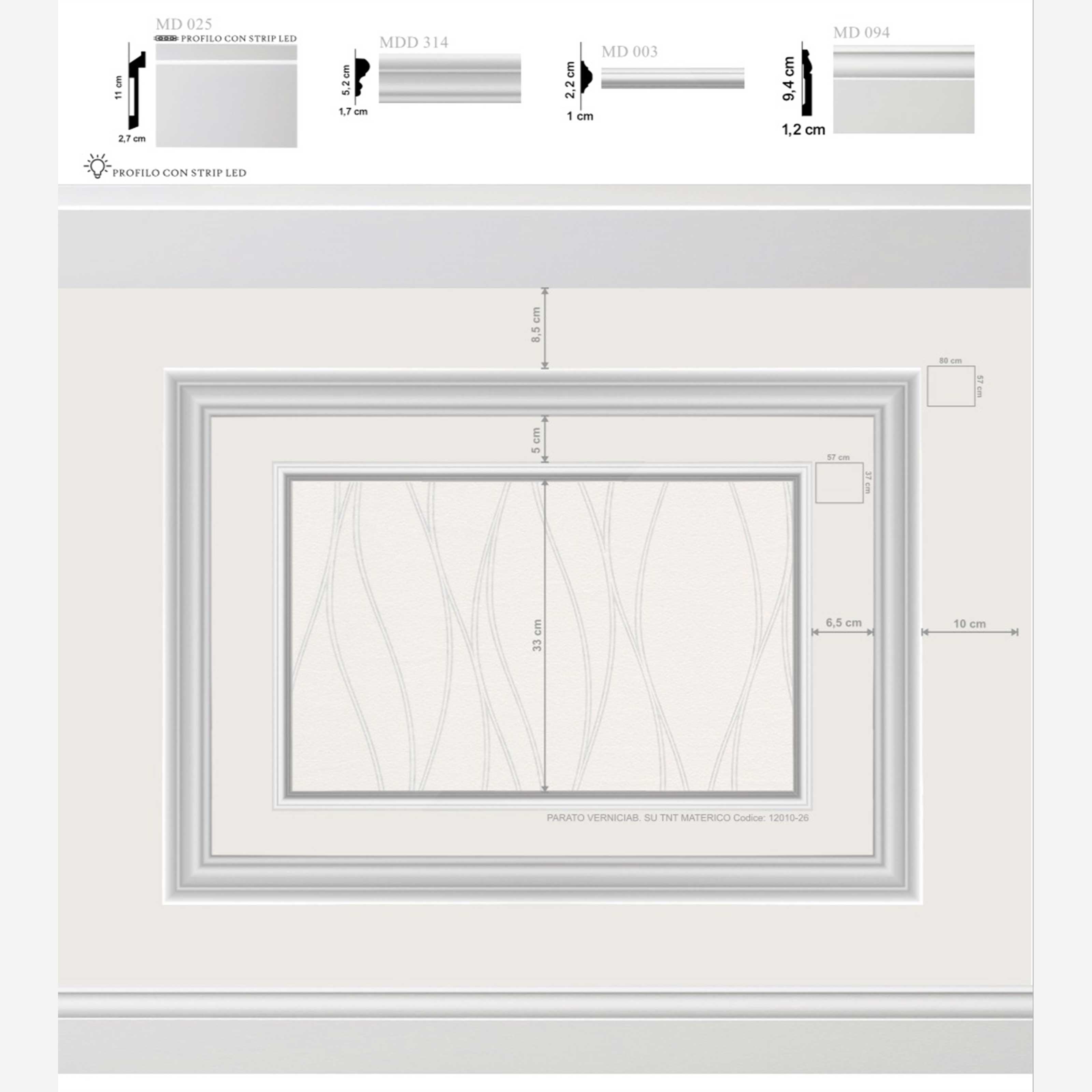 KIT 2mq di Boiserie Già tagliate Autoadesive in Polistrutturato pronte in 5min Mod. REBECCA LED - Eternal Parquet